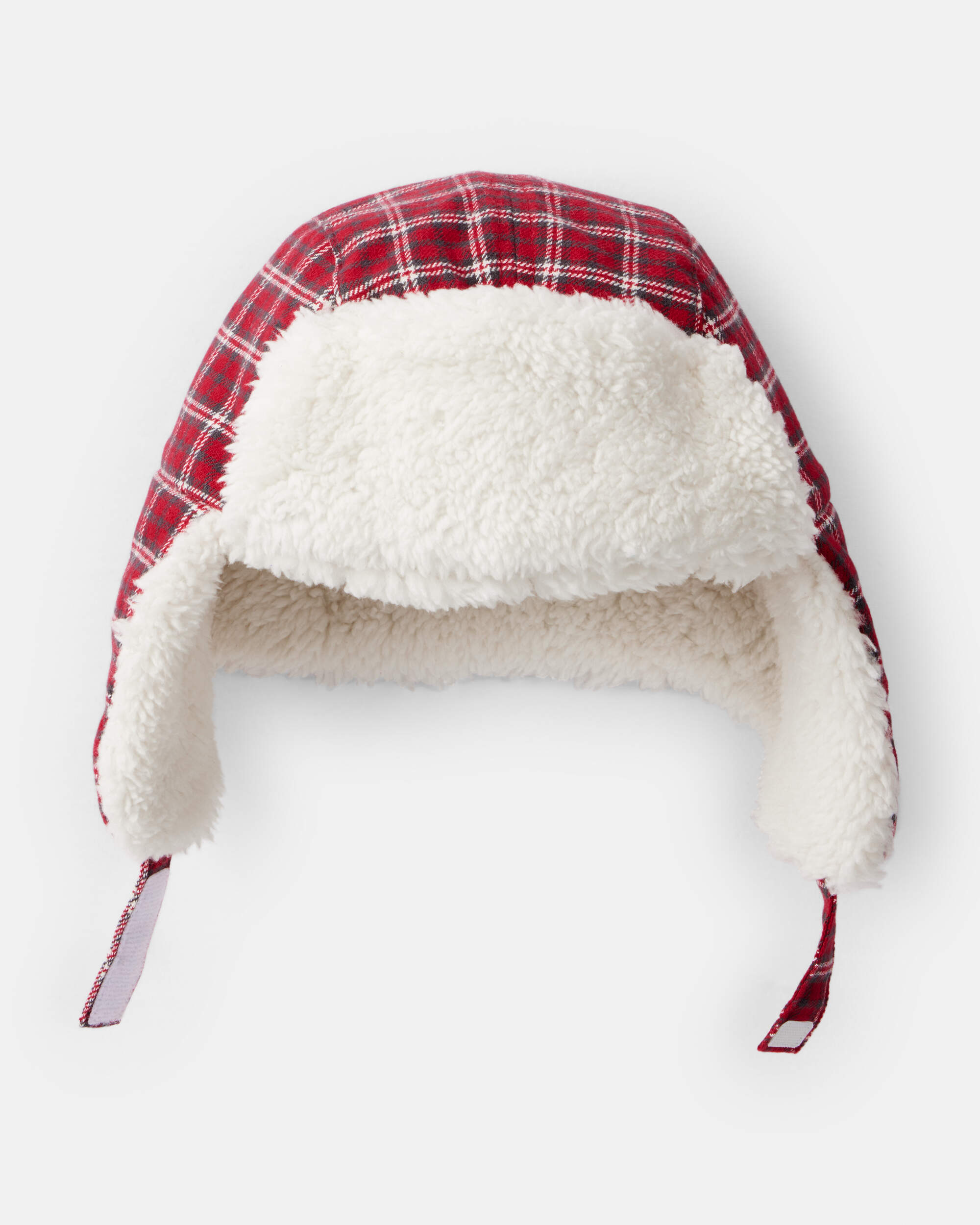 Baby Boy Plaid Winter Trapper Hat - Red/White