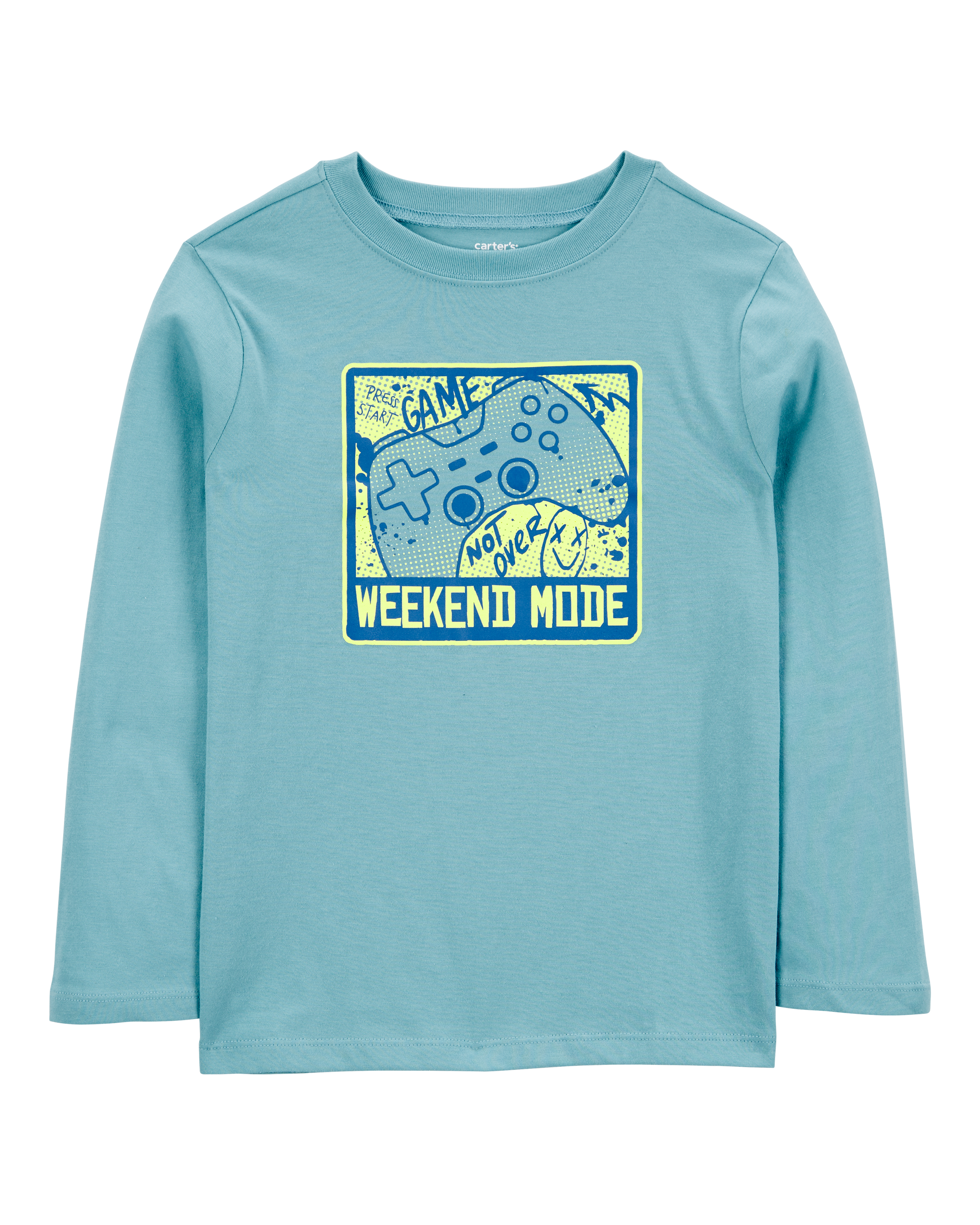 Kid Gaming Cotton Blend Long-Sleeve Tee - Blue