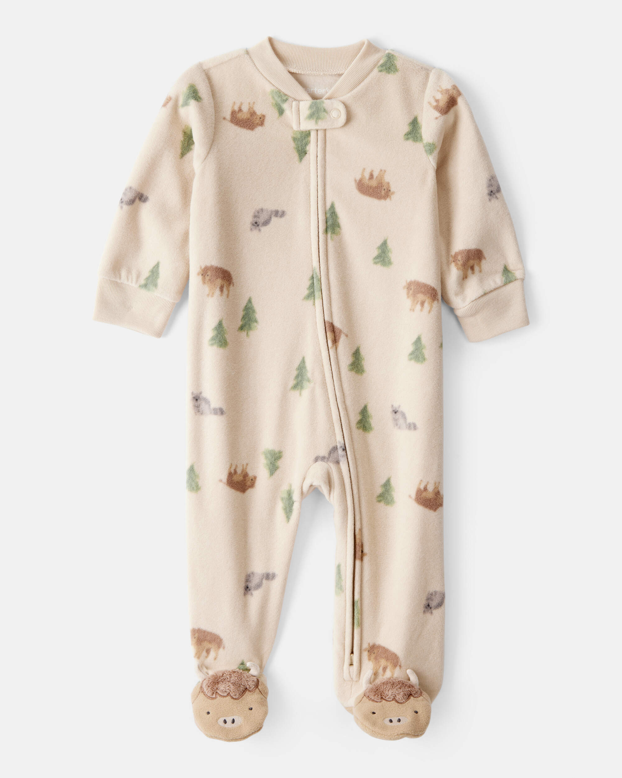 Baby Boy Buffalo Print Loose Fit Long-Sleeve Sleeper - Brown