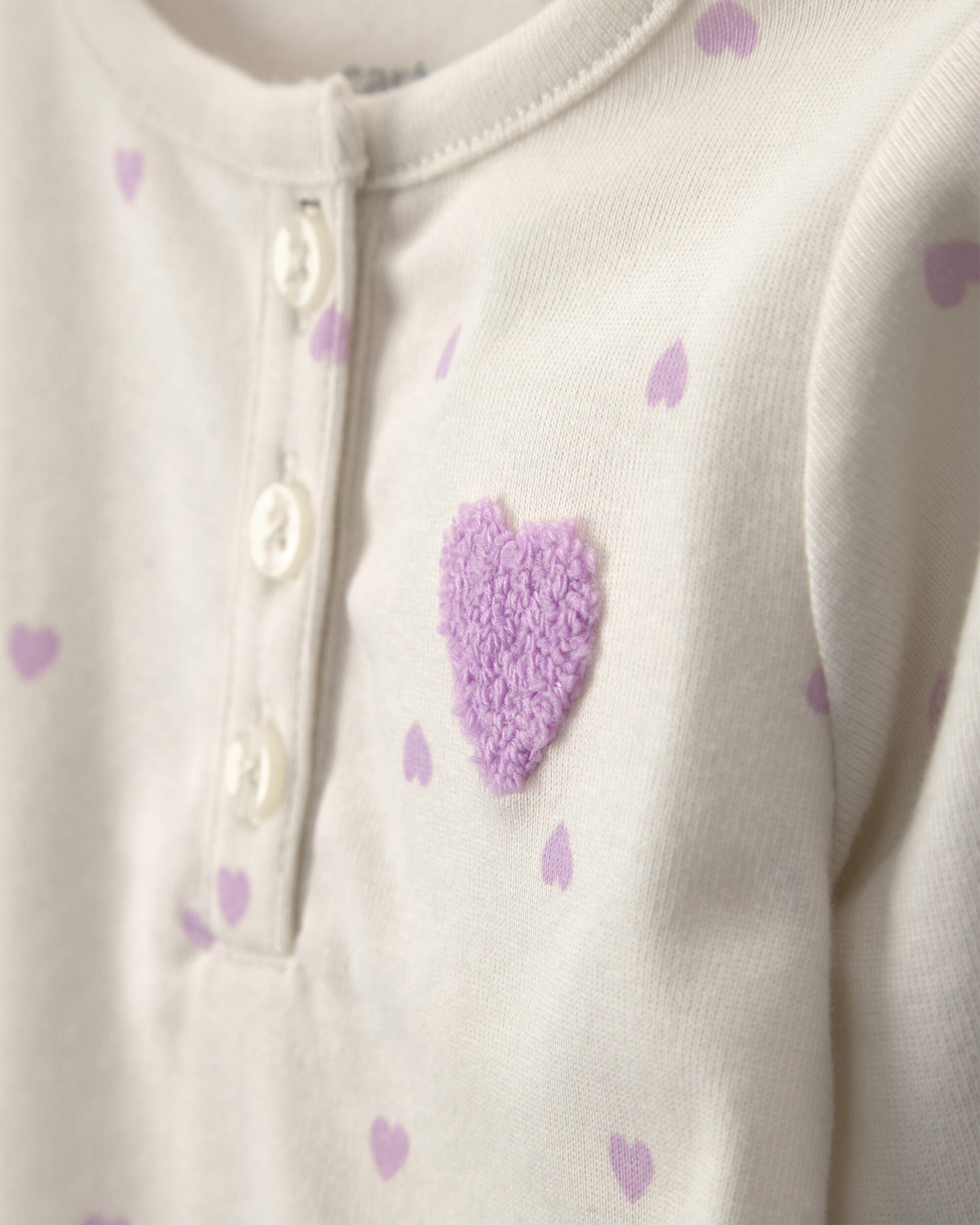 Baby Girl 2-Piece Heart Long-Sleeve Bodysuit & Pant Set - Purple/Cream