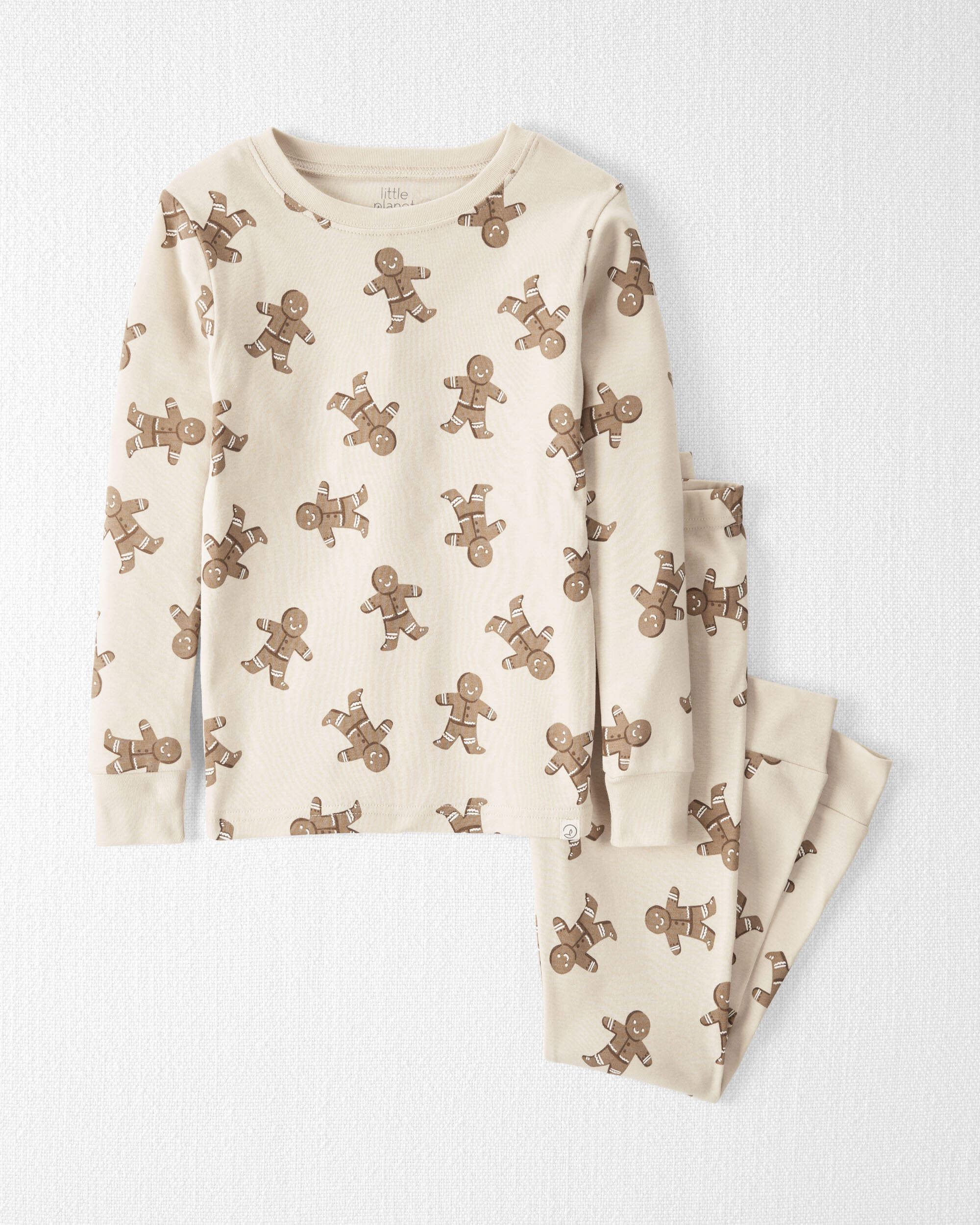 Kid Organic Cotton Pyjamas Set Gingerbread Man Print