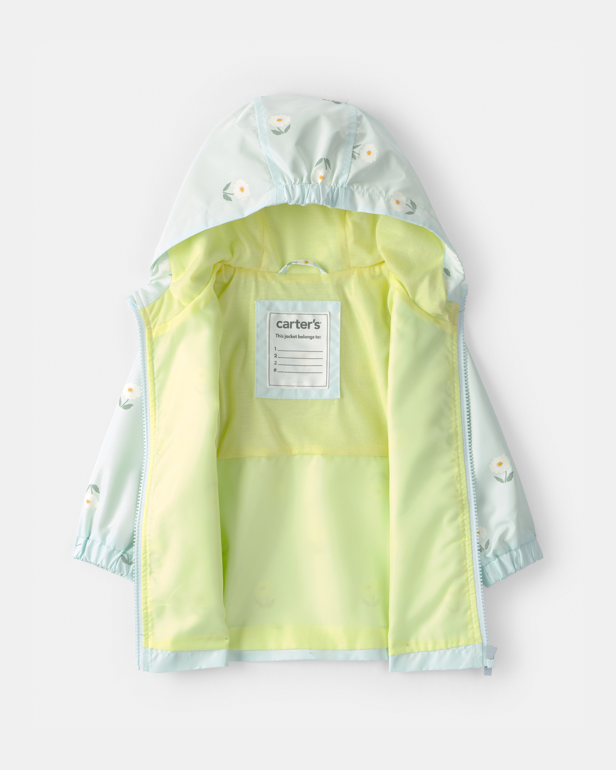 Baby Girl Flowers Rain Jacket -Blue