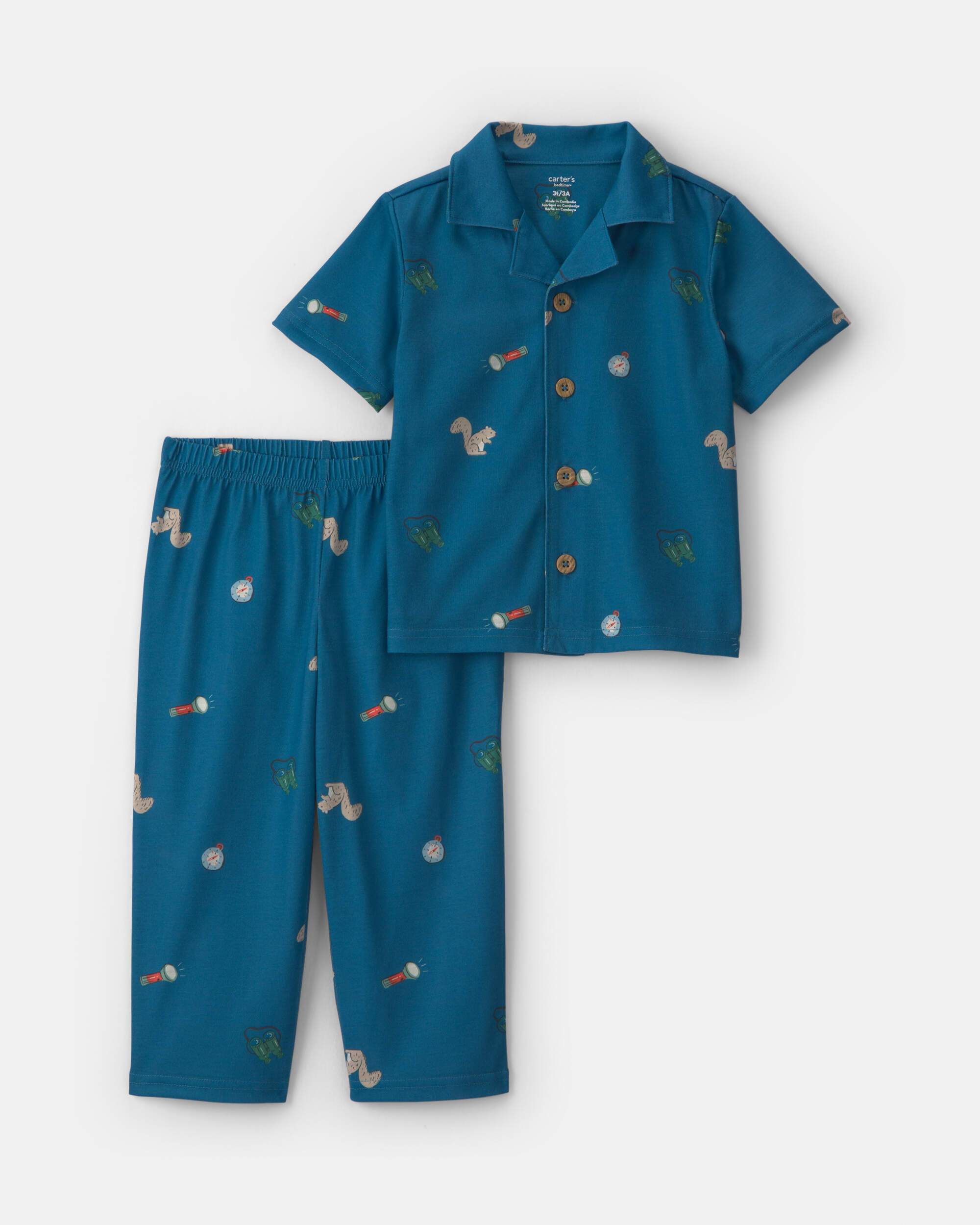 Toddler Boy Camp Short-Sleeve 2-Piece Pyjama Set