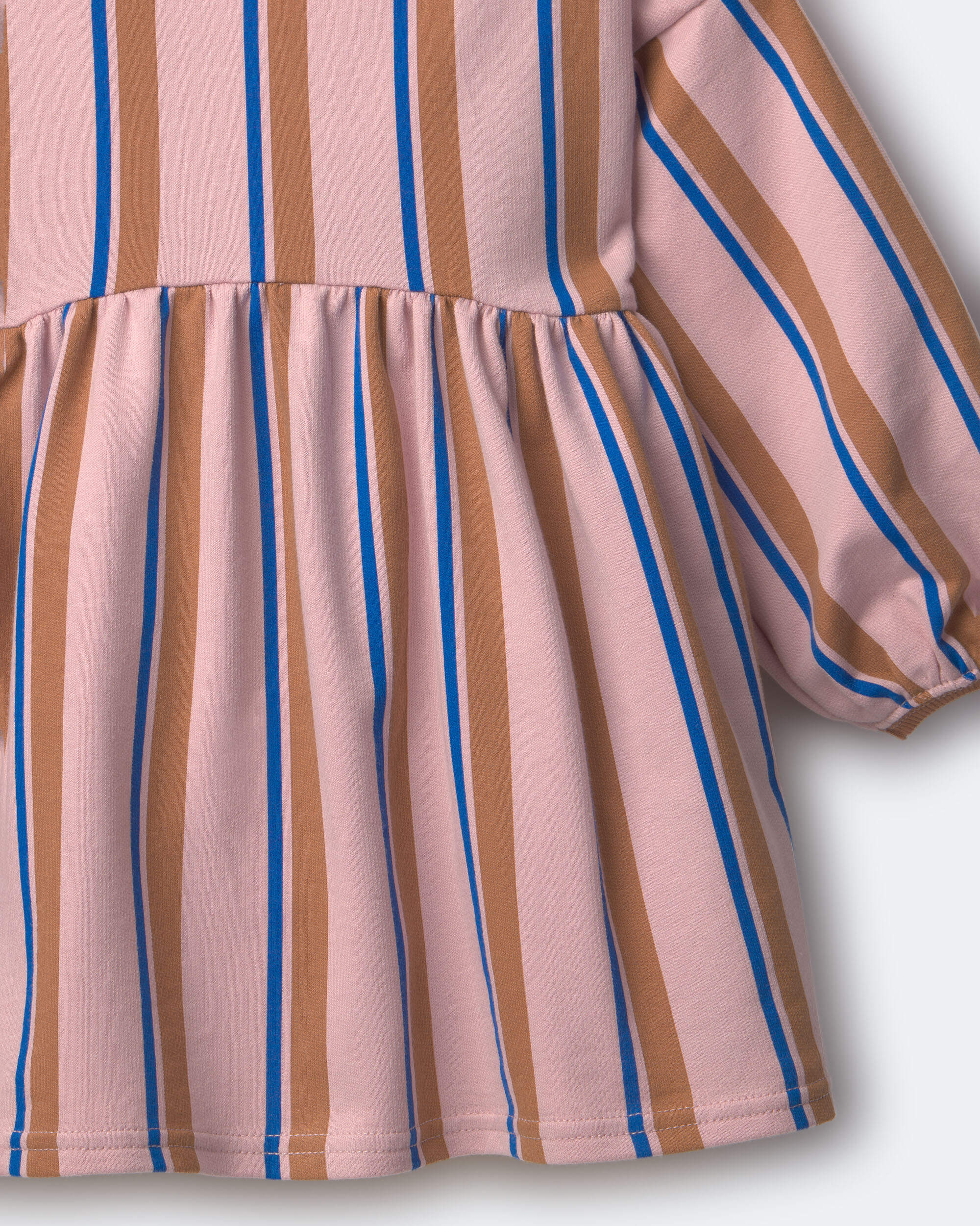 Toddler Girl Balloon-Sleeve Dress Stripes - Pink/Brown/Blue