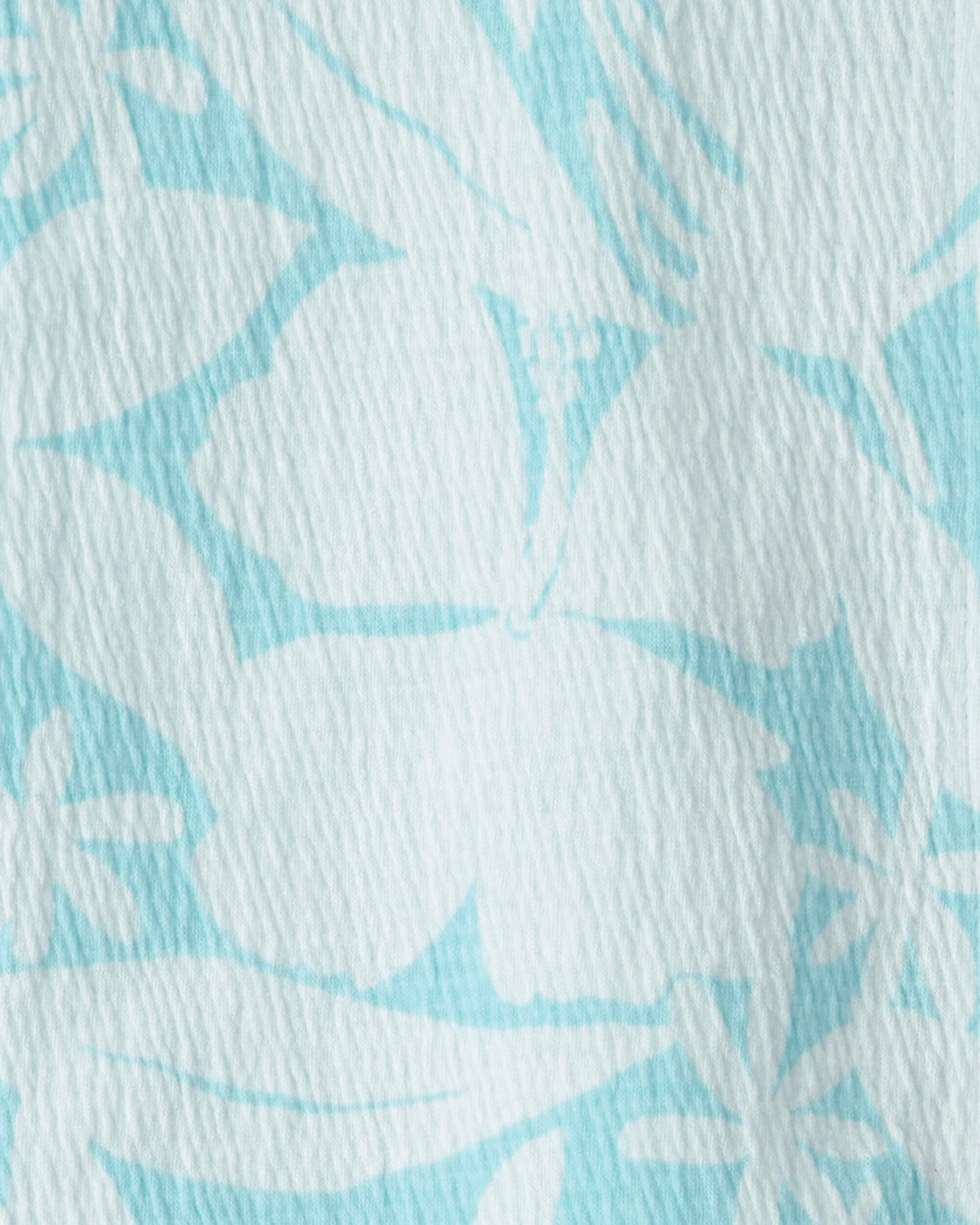 Girls Floral Gauze Short-Sleeve Top & Short Set - Blue