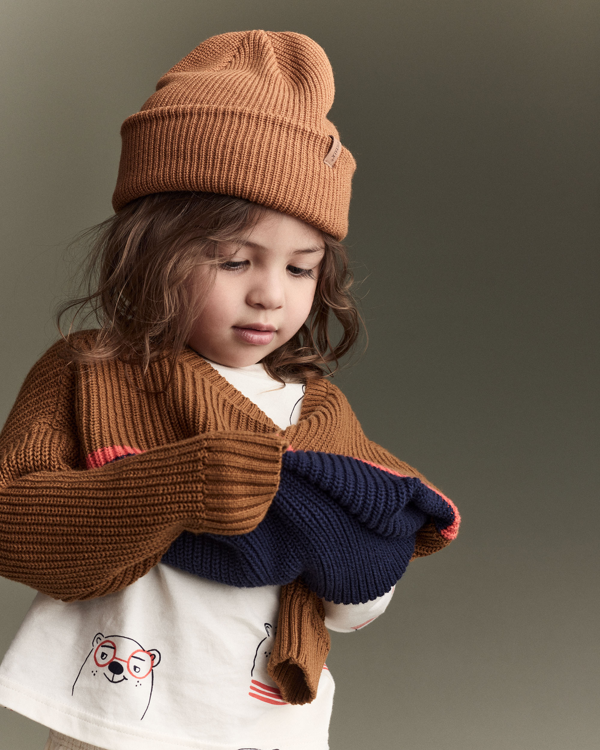 Toddler Boy Colourblock Pullover Sweater - Navy/Cinnamon