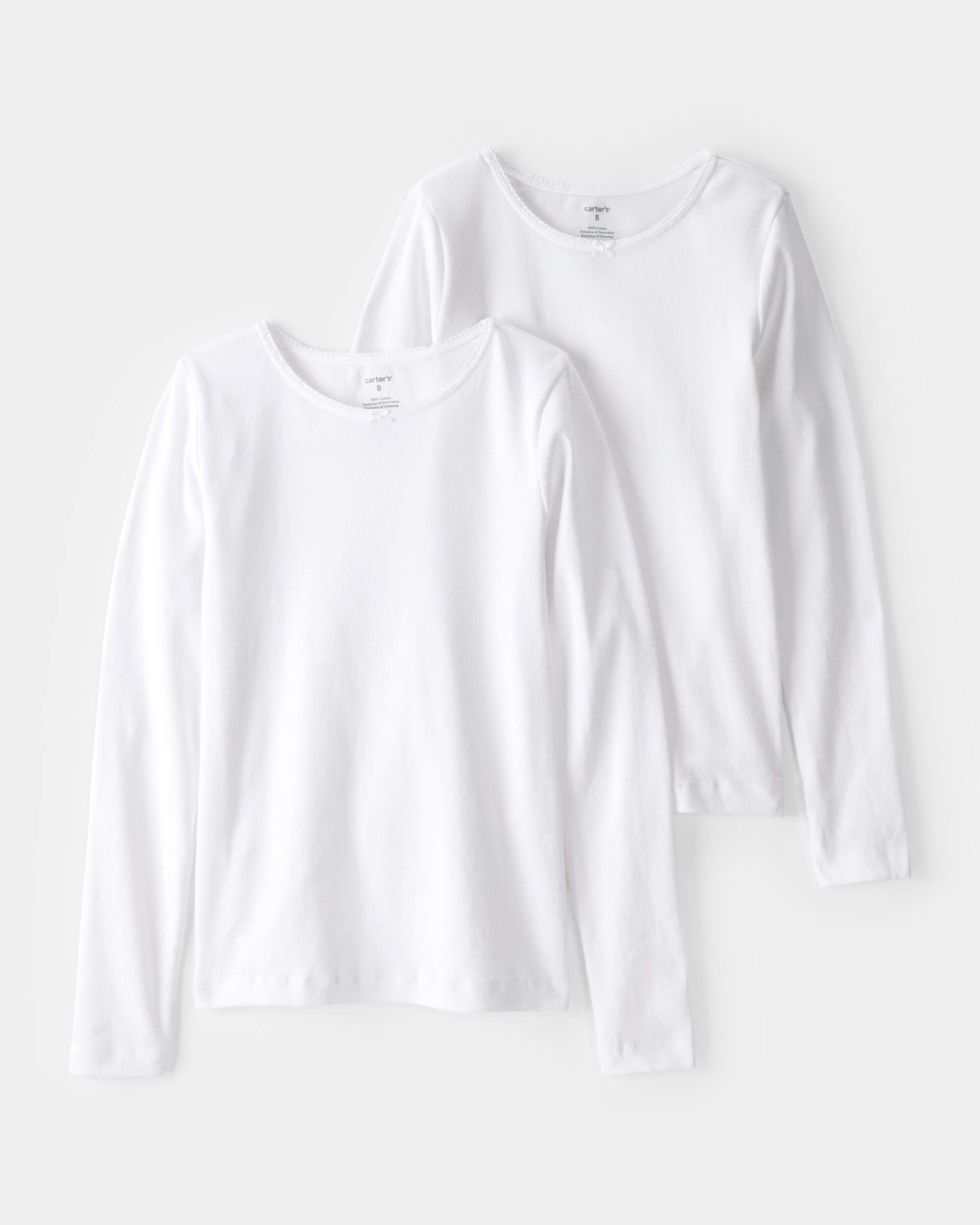 Girls Long-Sleeve Undershirts - White