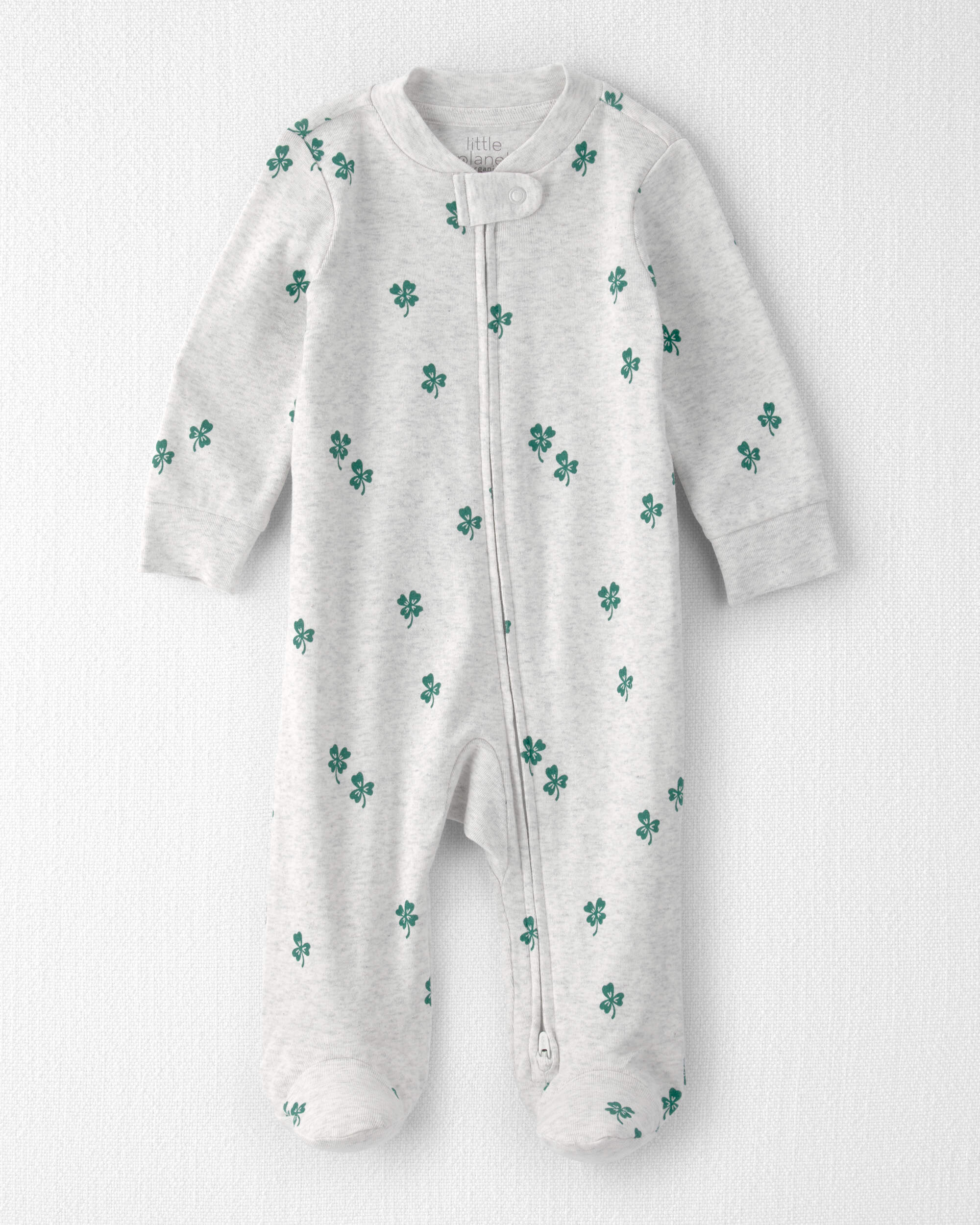 Baby Organic Cotton sleeper Pyjamas Lucky Clovers Print