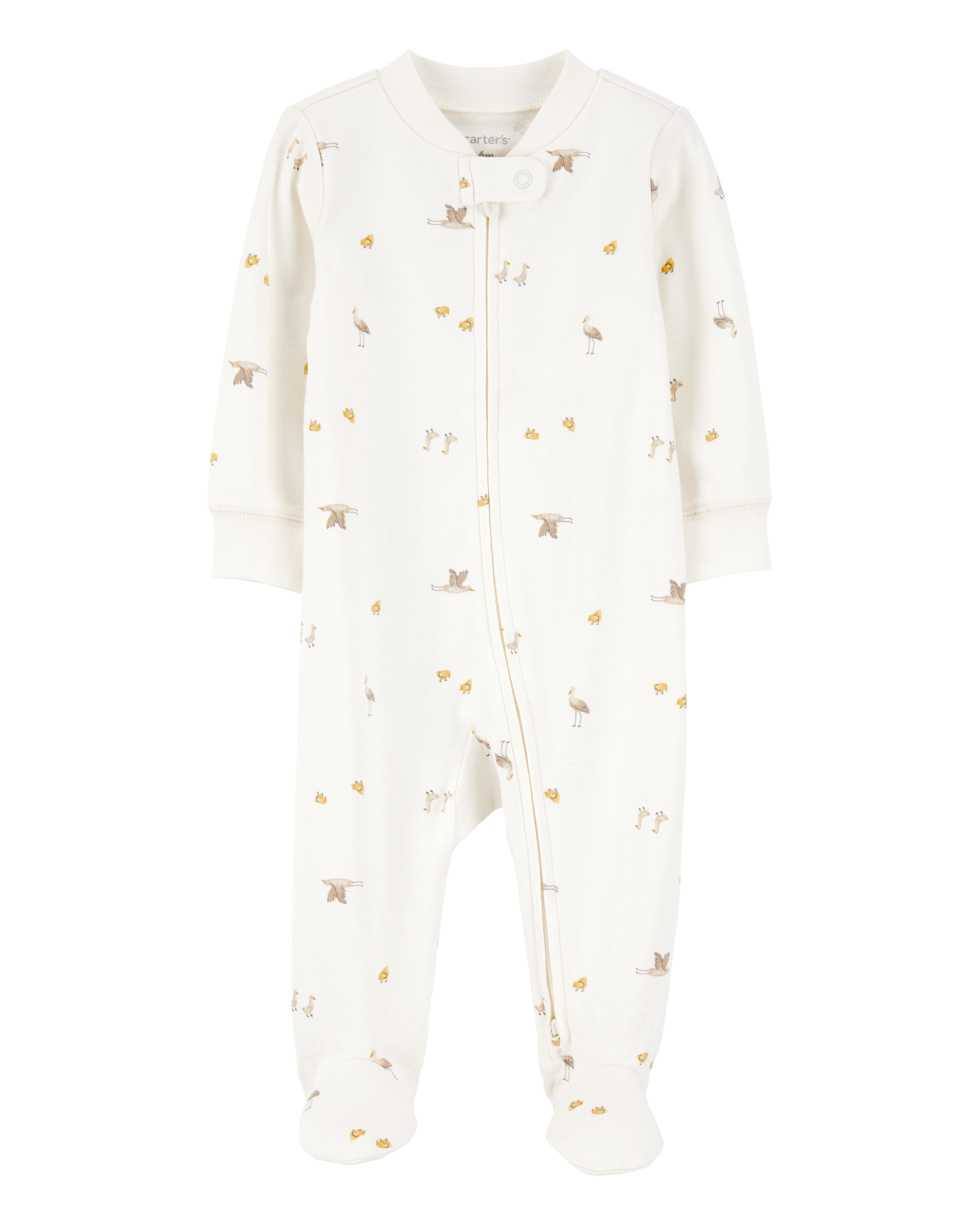 Baby Mini Bird Print 2-Way Zip Cotton Sleeper