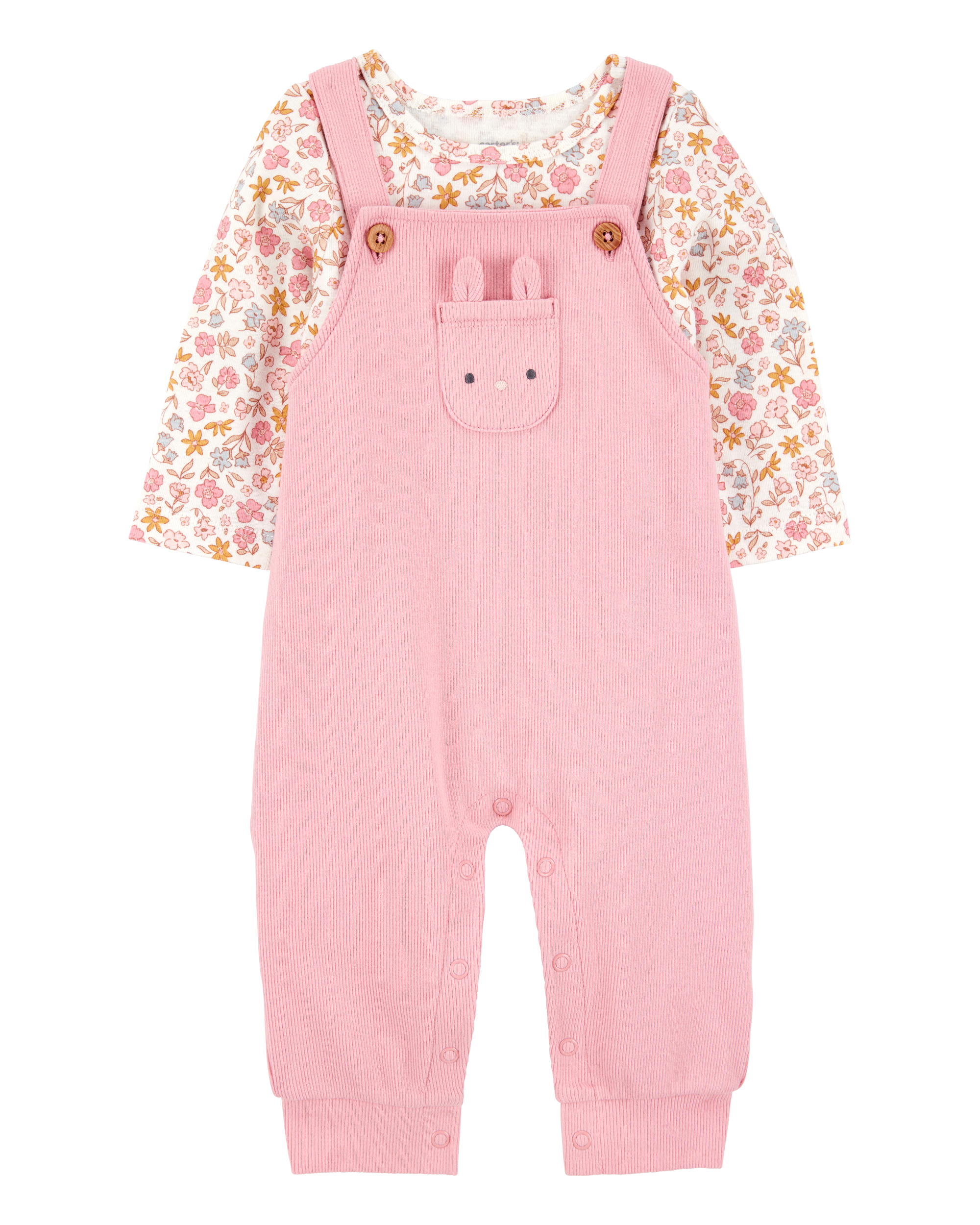 Baby 2-Piece Floral Long-Sleeve Tee & Coverall Set