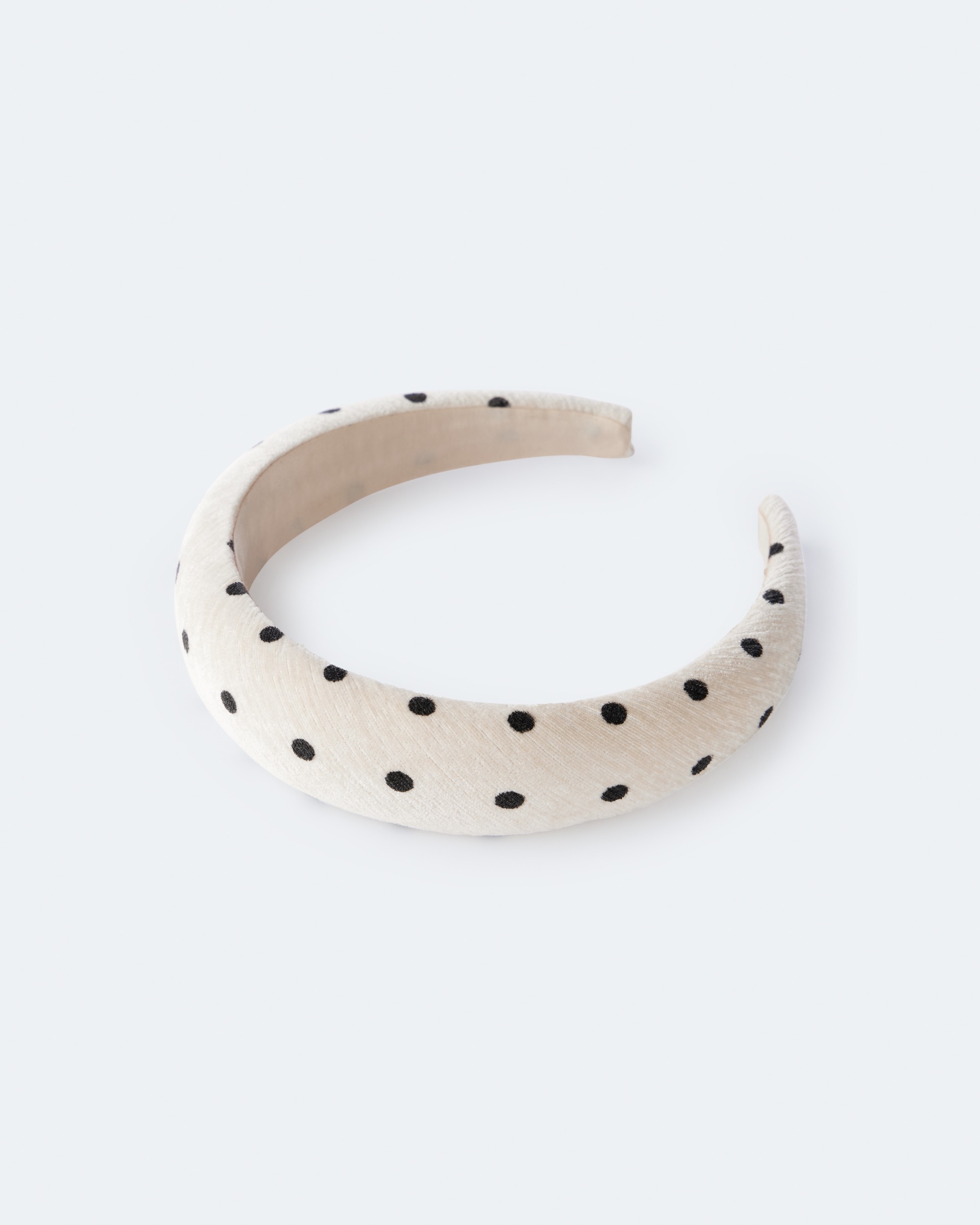 Toddler Girl Velvety Polka Dot Padded Headband - Khaki/Black