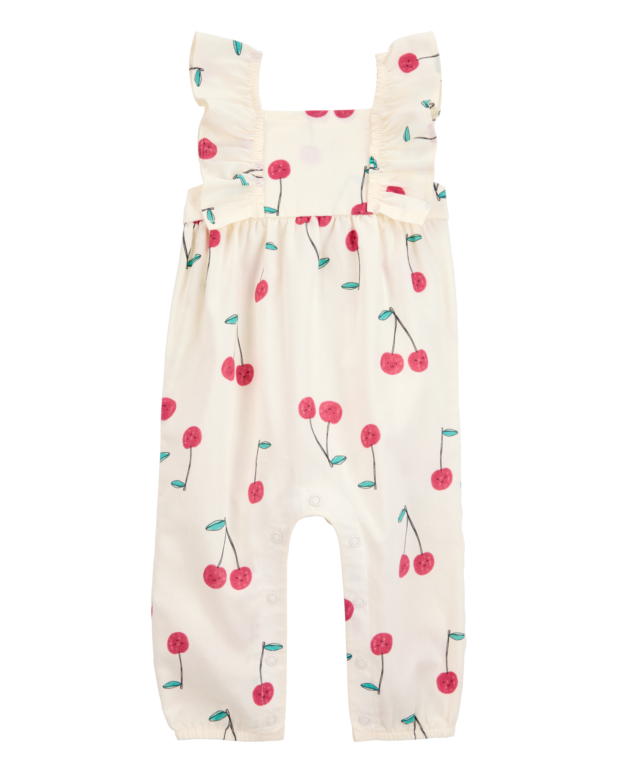 Baby Cherry Flutter Sleeves Jumpsuit-Ivory