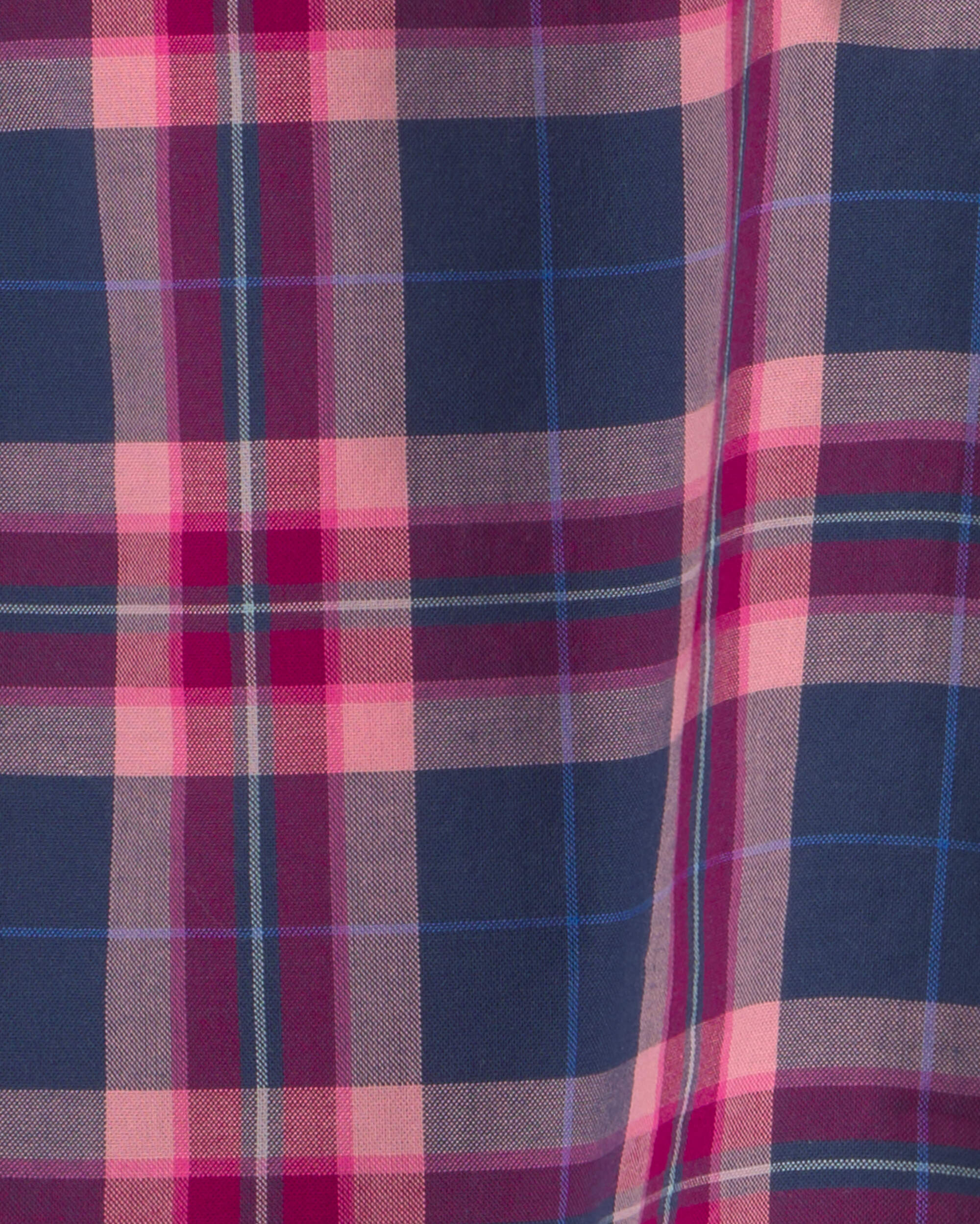 Girls Plaid Cotton Skort - Navy Blue/Pink
