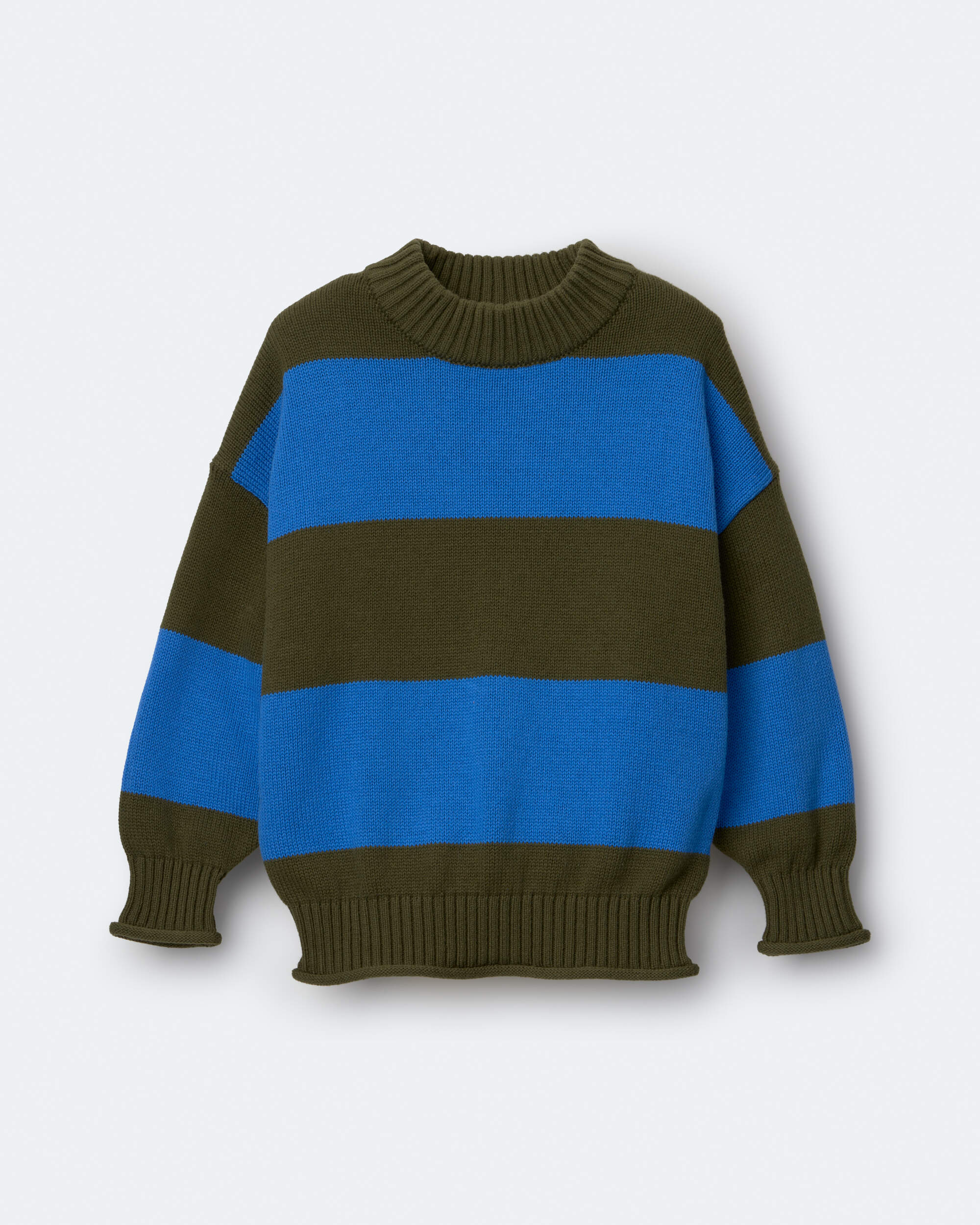 Toddler Mock Neck Sweater Stripes - Olive/Blue