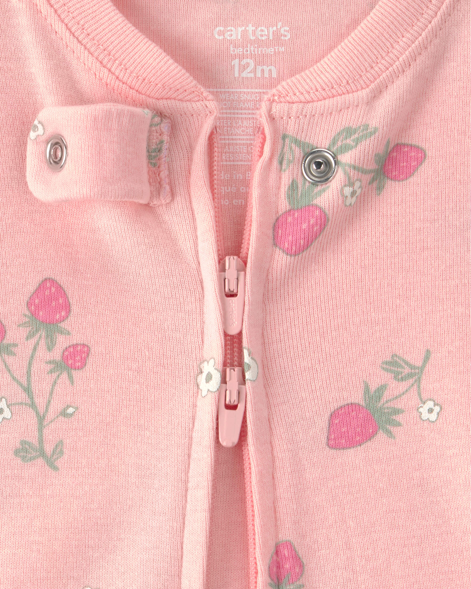 Baby Girl 2-Pack Strawberry Floral Snug Fit 1-Piece Pajama Set - Pink