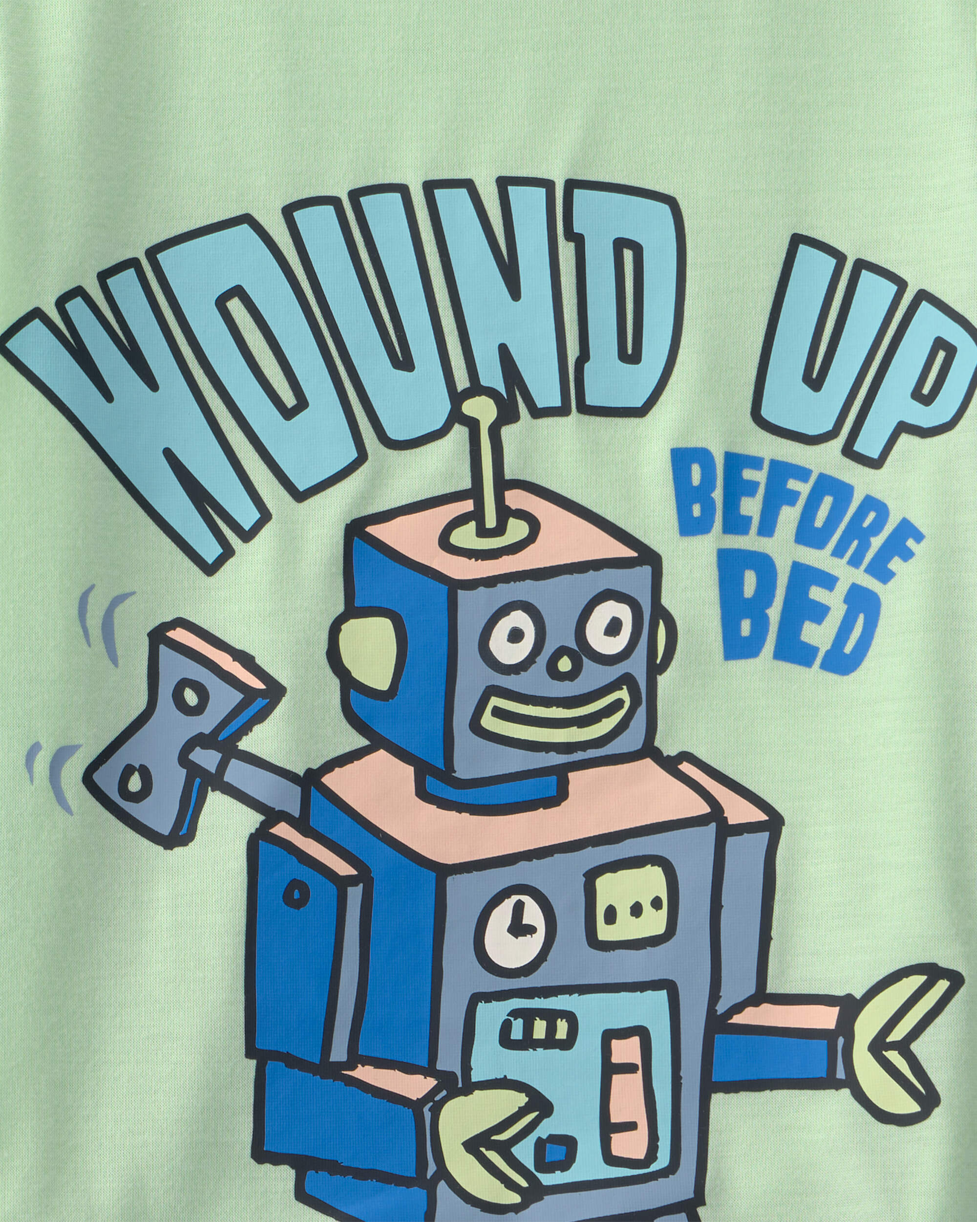 Toddler Boy Robot Short-Sleeve Loose Fit 2-Piece Pyjama Set - Green/Blue