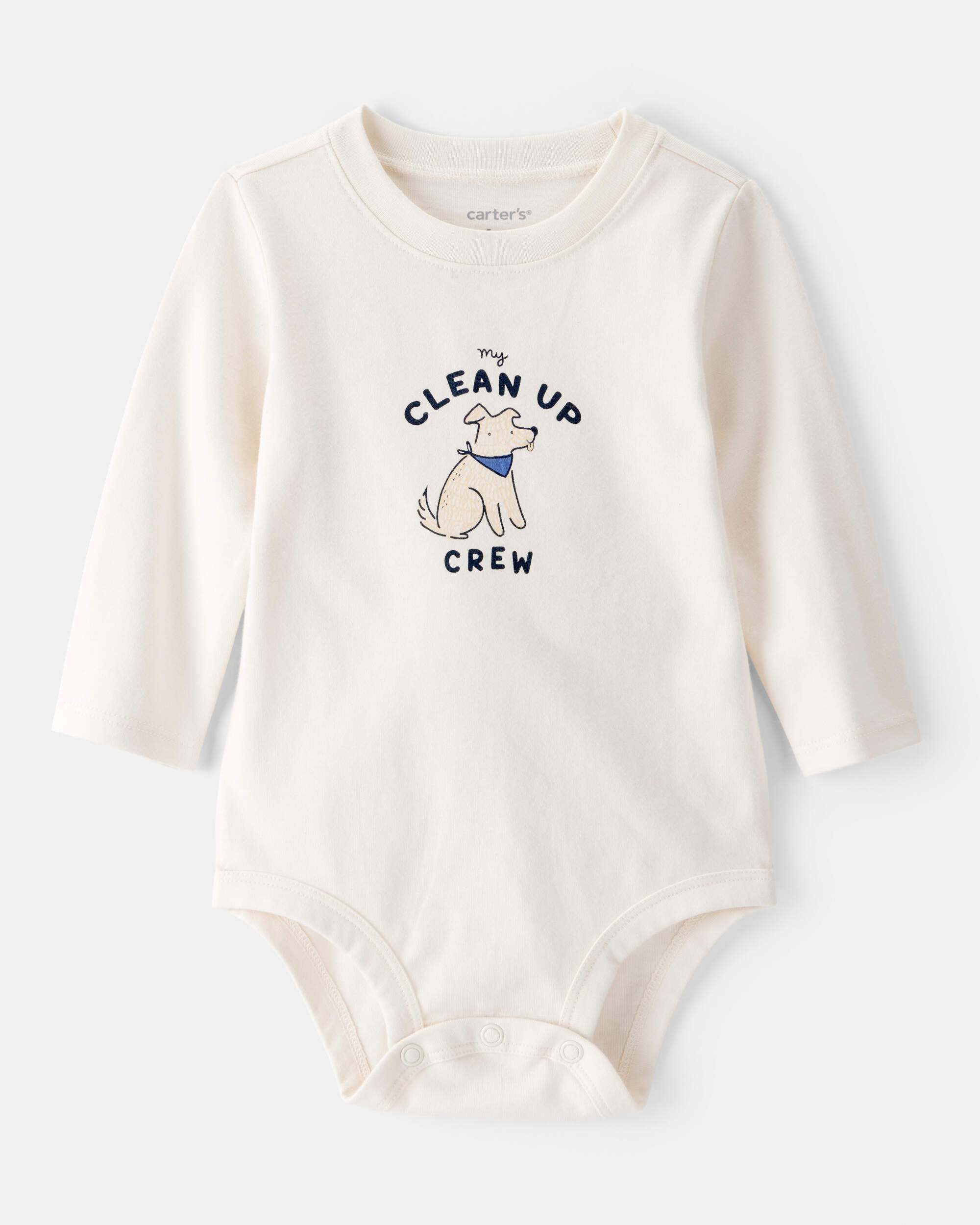Baby Cotton Long-Sleeve Graphic Bodysuit - White