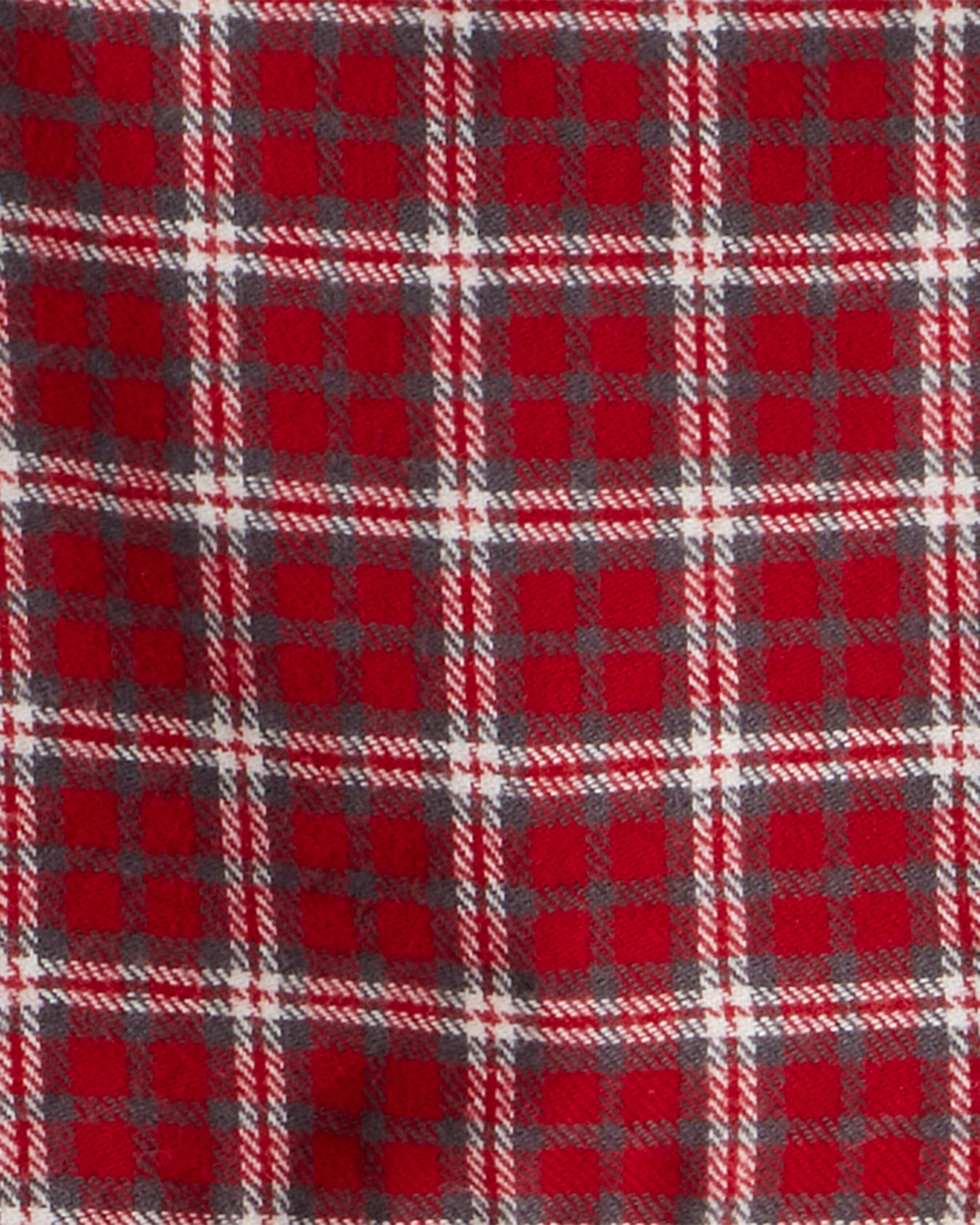 Toddler Girl 2-Piece PlaidCotton Long-Sleeve Dress Set - Red