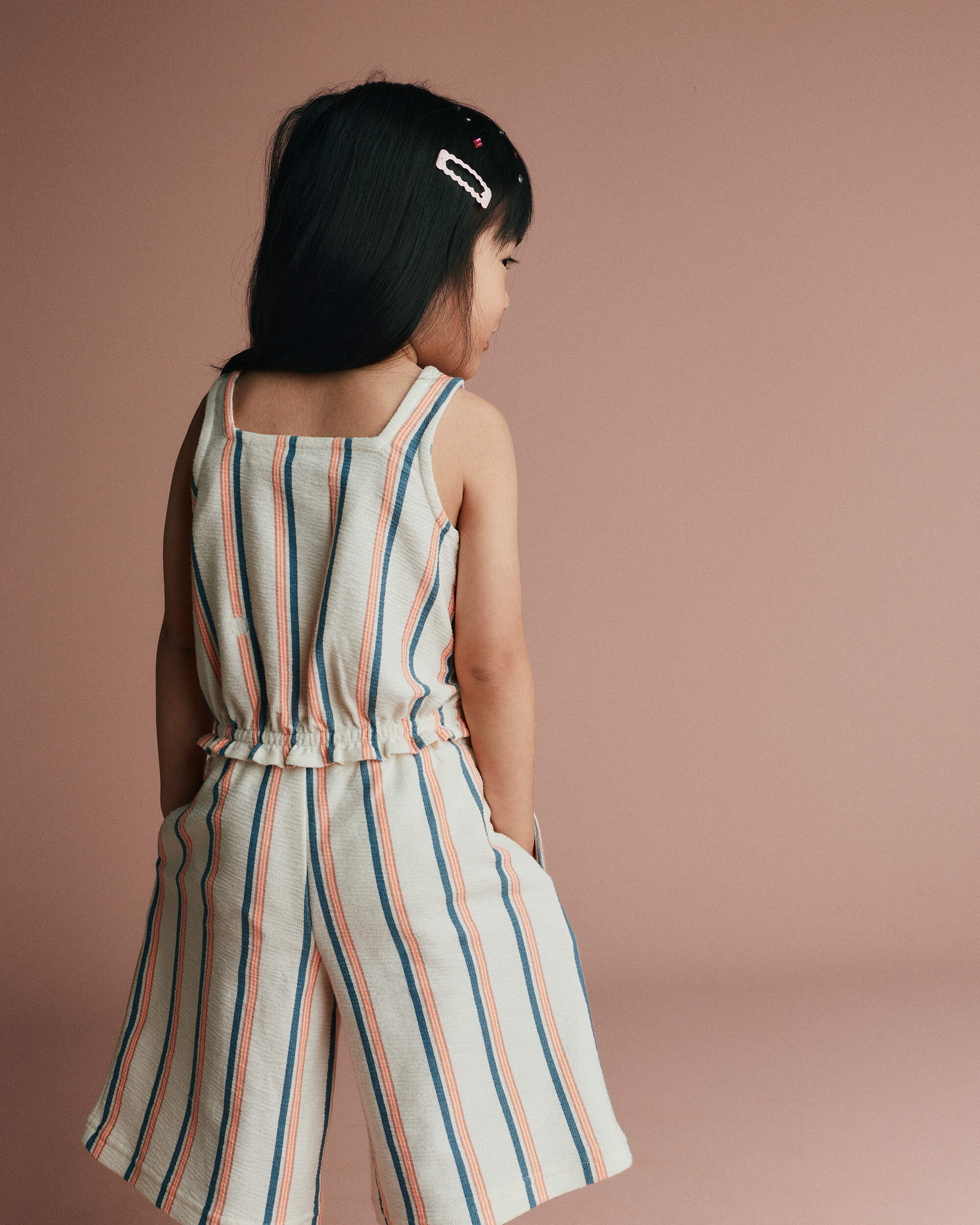 Toddler Girl Wide-Leg Capri Pant Stripes - Cream