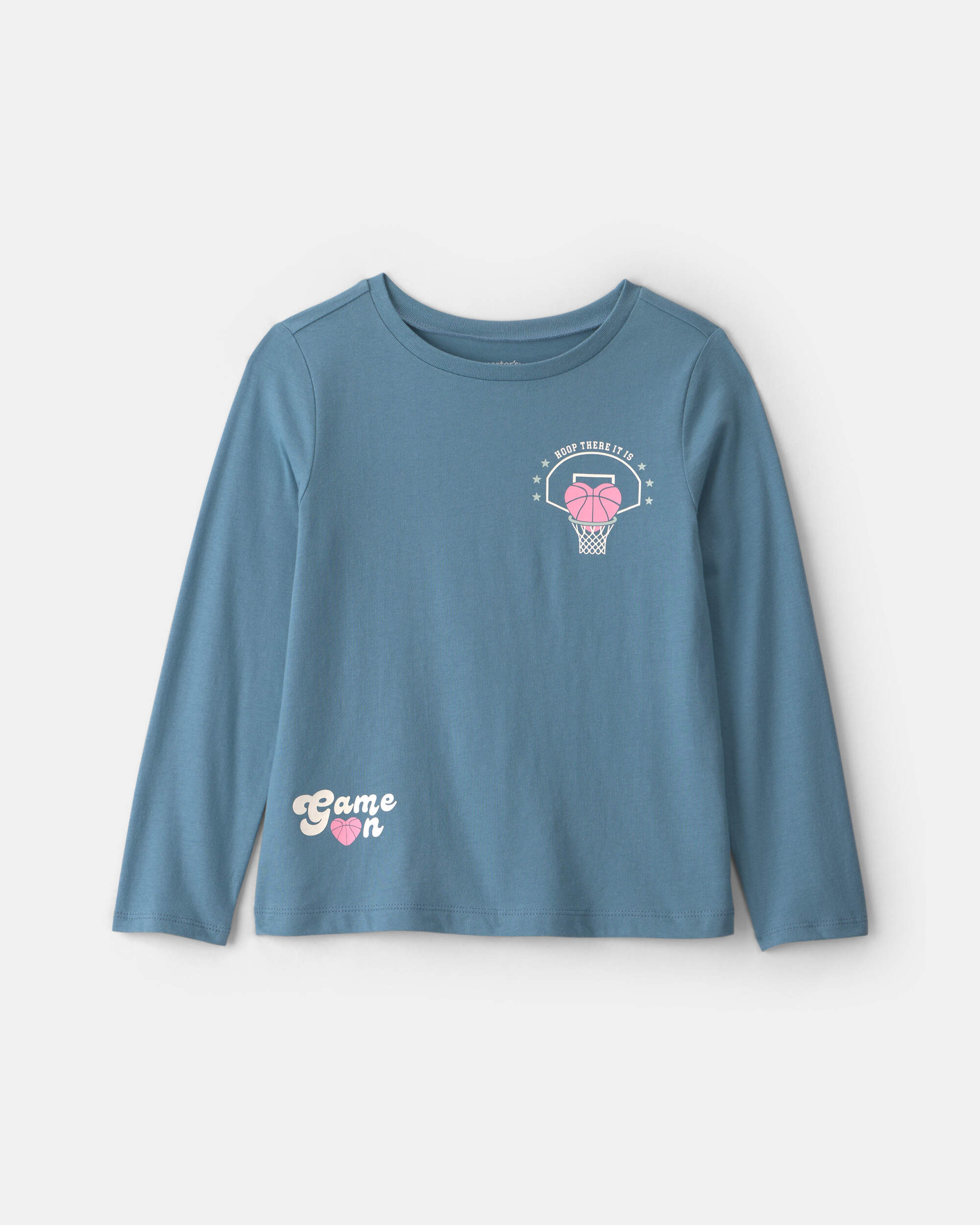 Girls Basketball Long-Sleeve Graphic T-Shirt - Teal