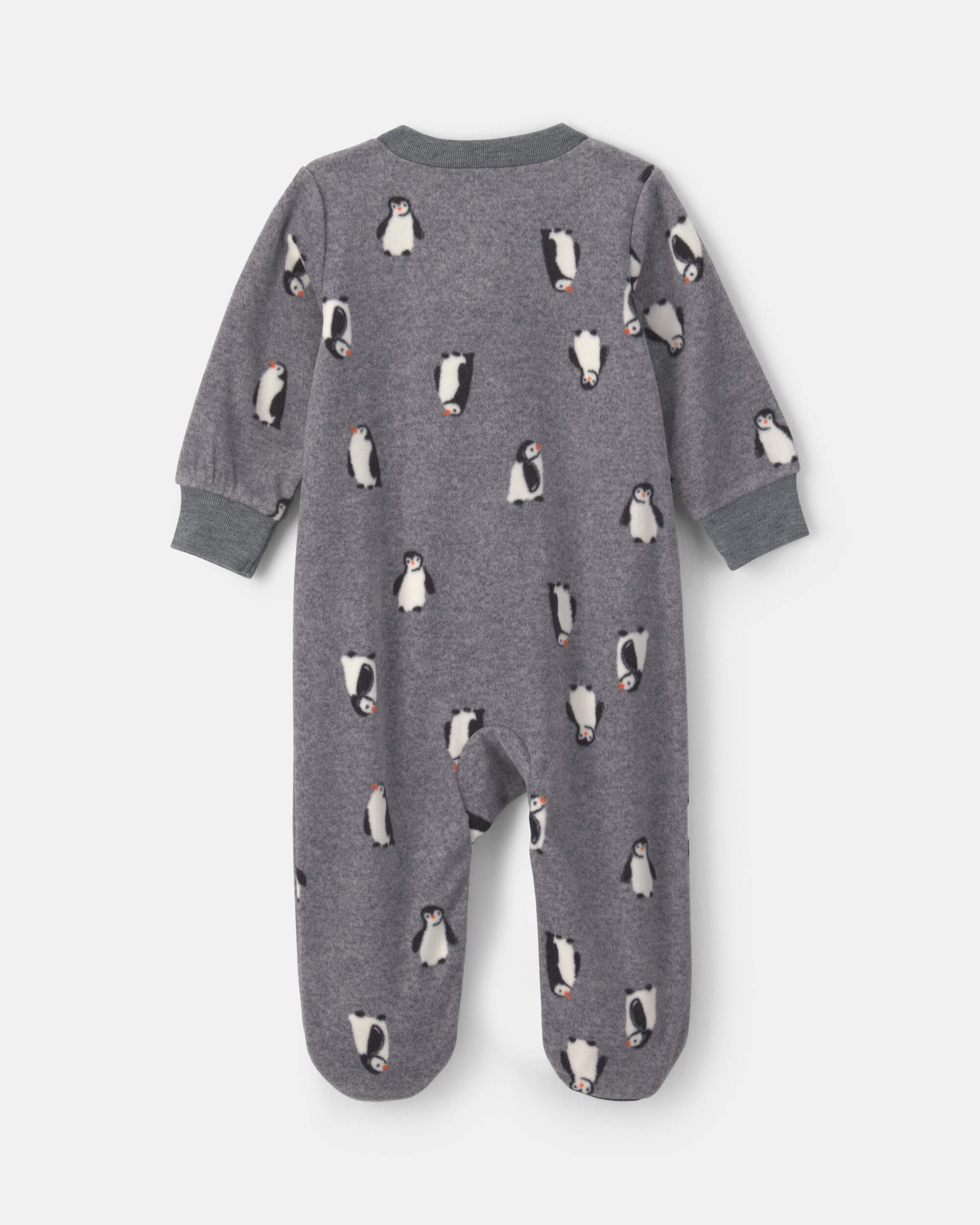 Baby Boy Penguin Fleece 2-Way Zip Sleeper - Grey