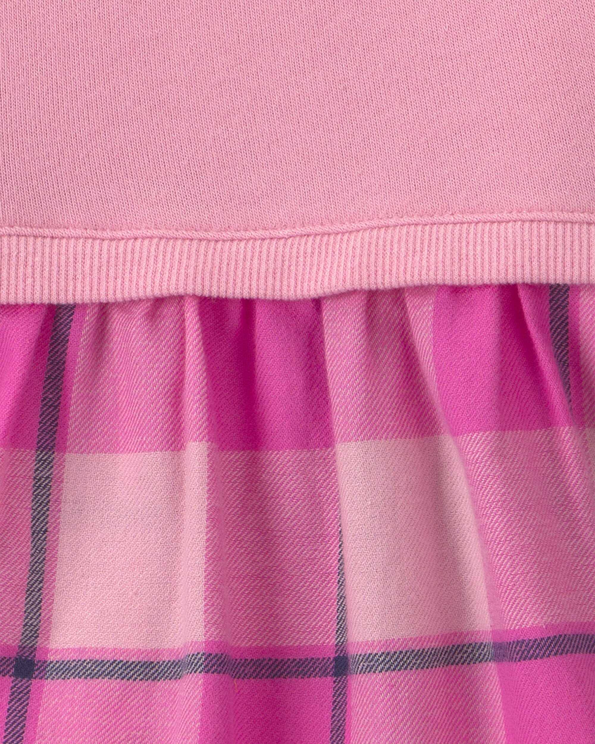 Baby Girl 3-Piece Buffalo Check Flannel Long-Sleeve Dress Set - Pink