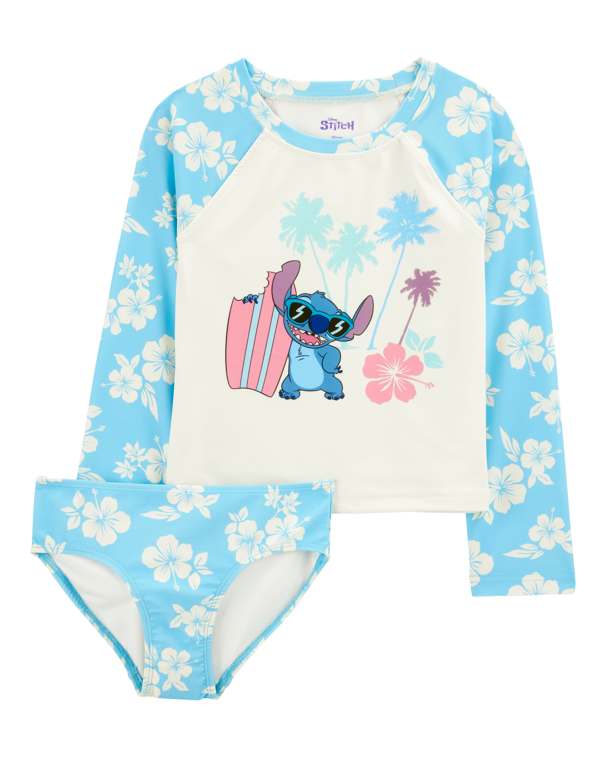 Kid Disney© Lilo & Stitch 2-Piece Rashguard Swimsuit Set - Blue