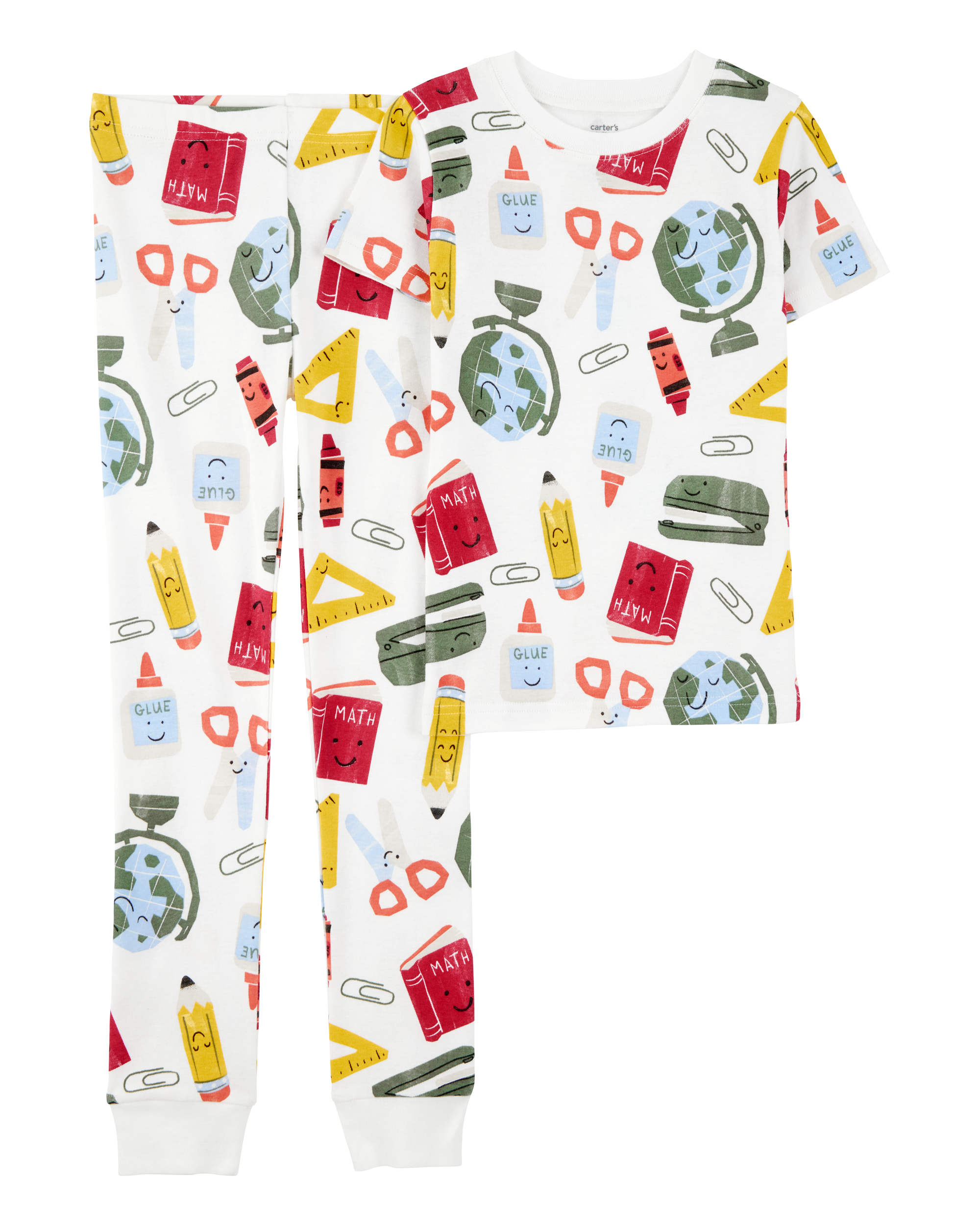 Kid 2-Piece Back To School Print 100% Snug Fit Cotton Pyjamas