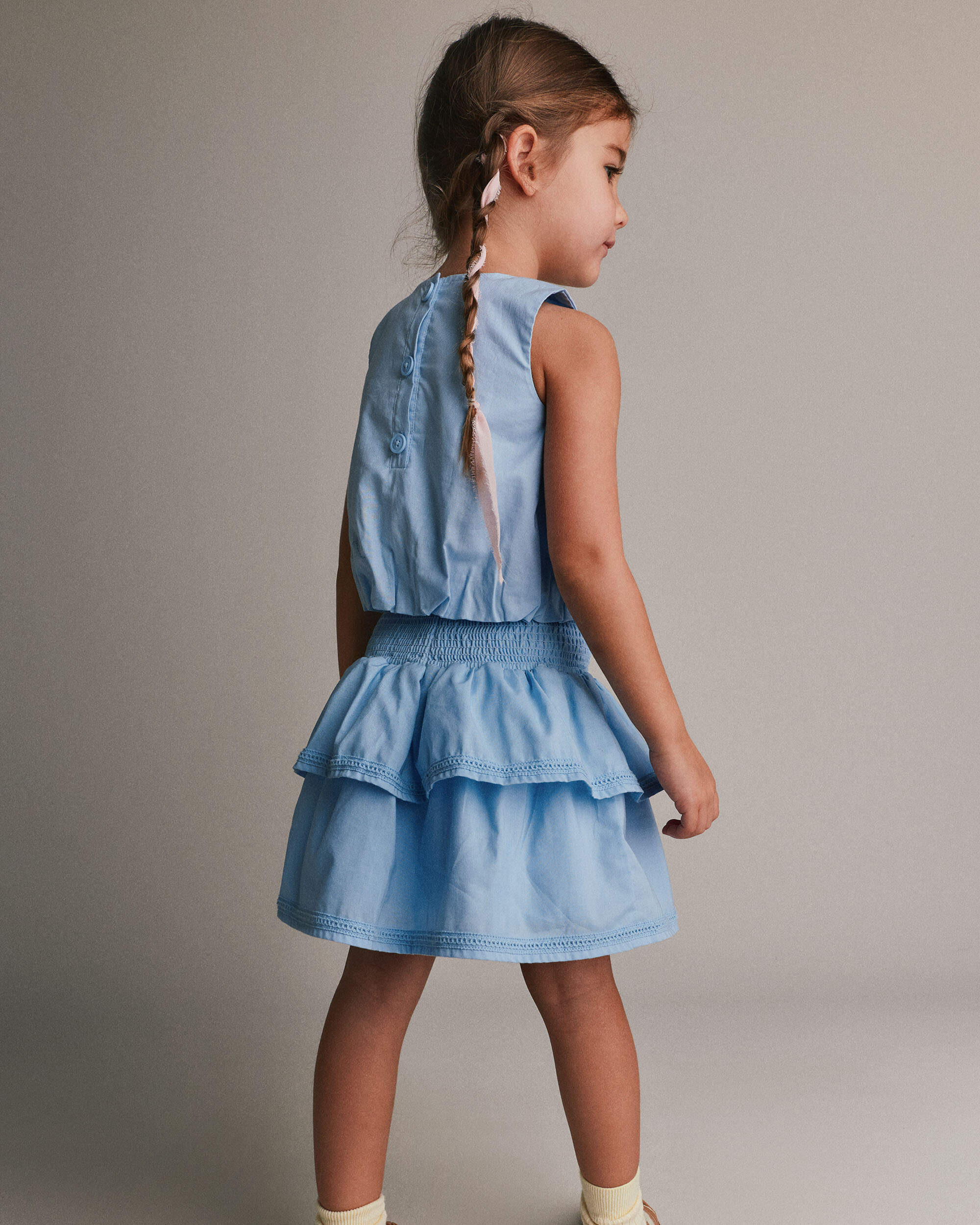 Toddler Girl Smocked Tiered Skirt - Blue