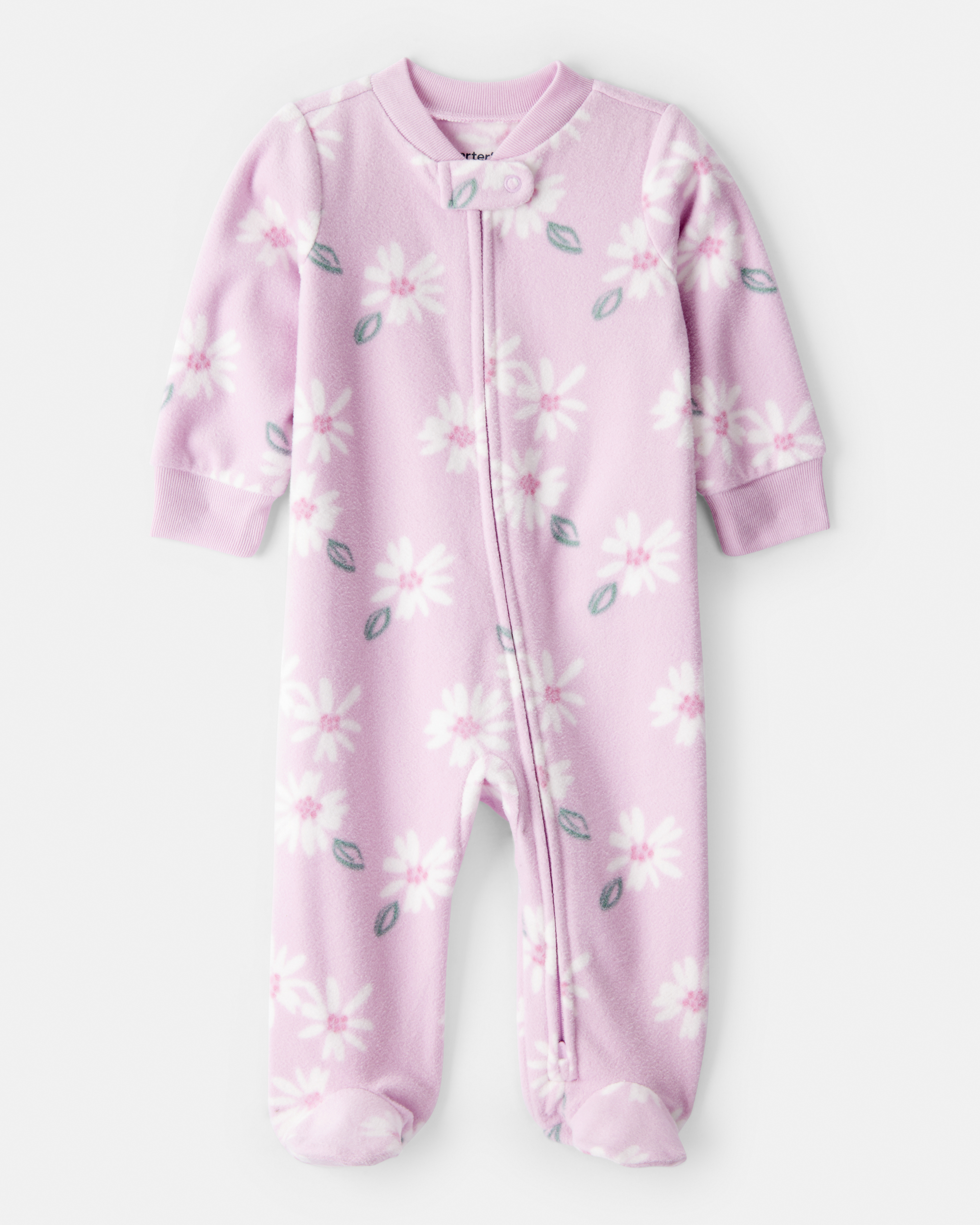 Baby Girl Floral Print Loose Fit Long-Sleeve Sleeper- Pink