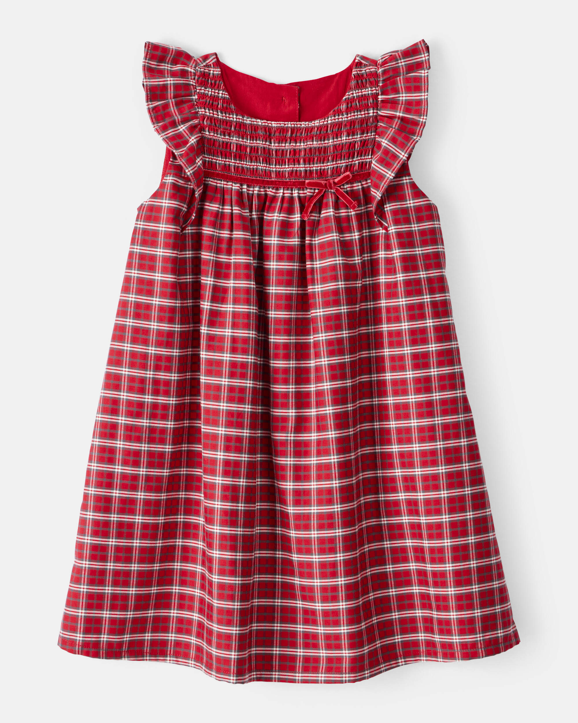Toddler Girl Plaid Cotton Sleeveless Occasion Dress - Red