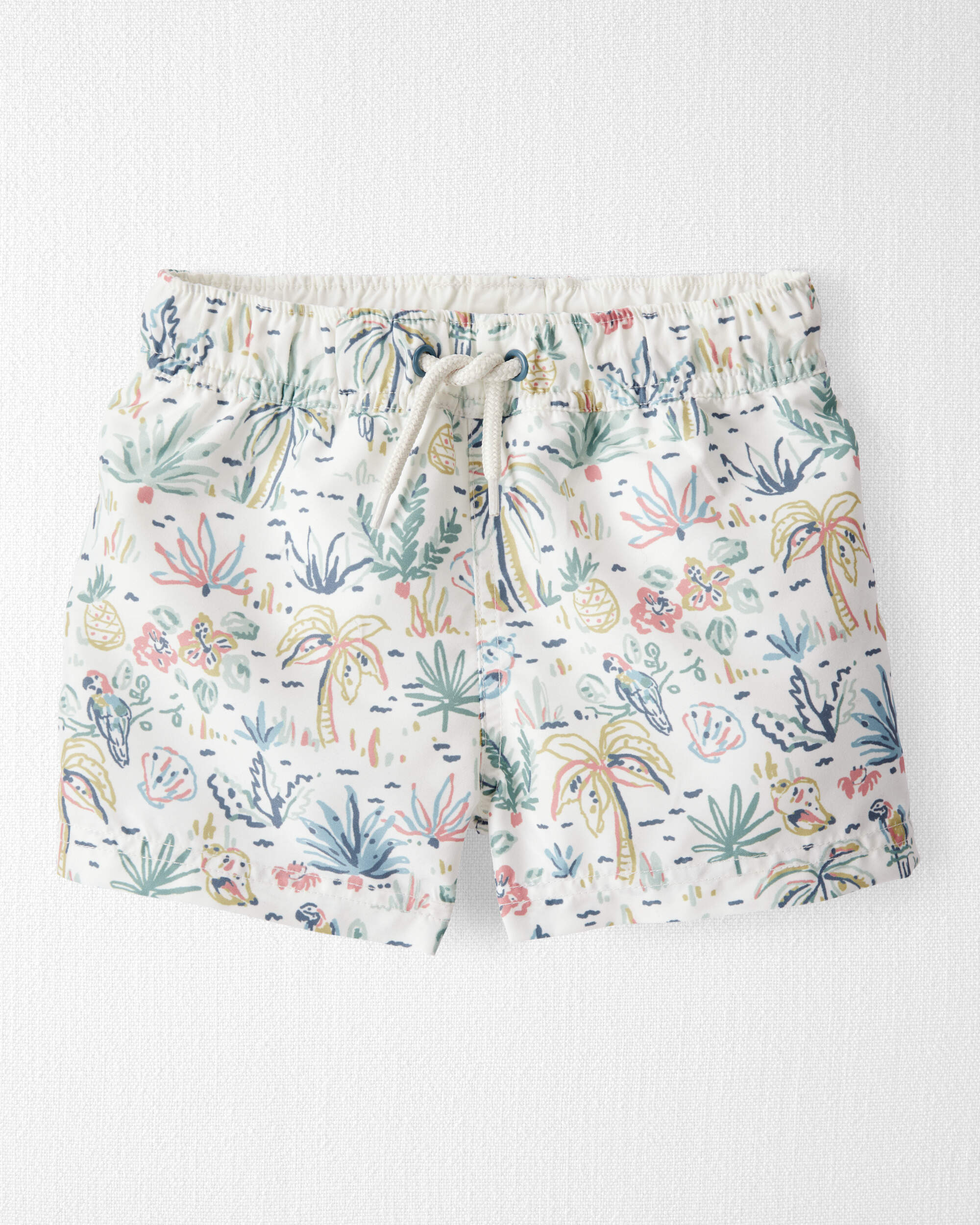 Toddler Boy Recycled Tropical-Print Swim Trunks
