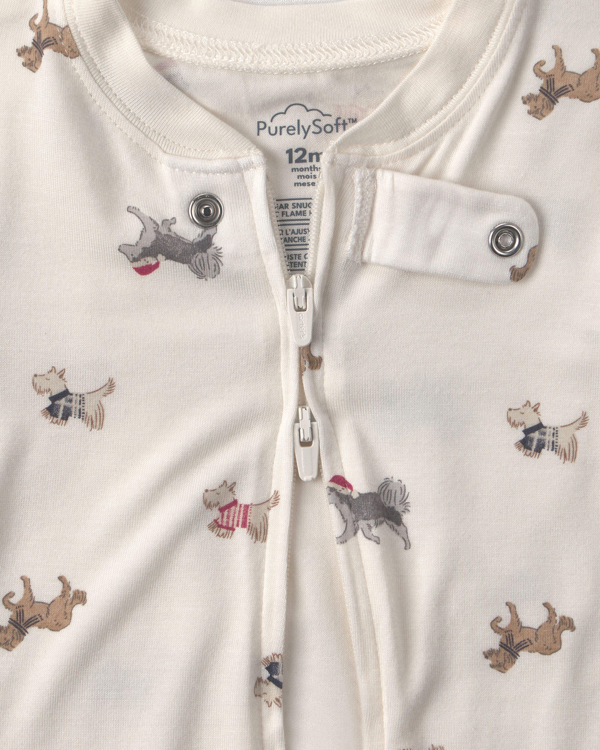 Baby 1-Piece Dog PurelySoft™ Snug Fit Pyjama - Cream