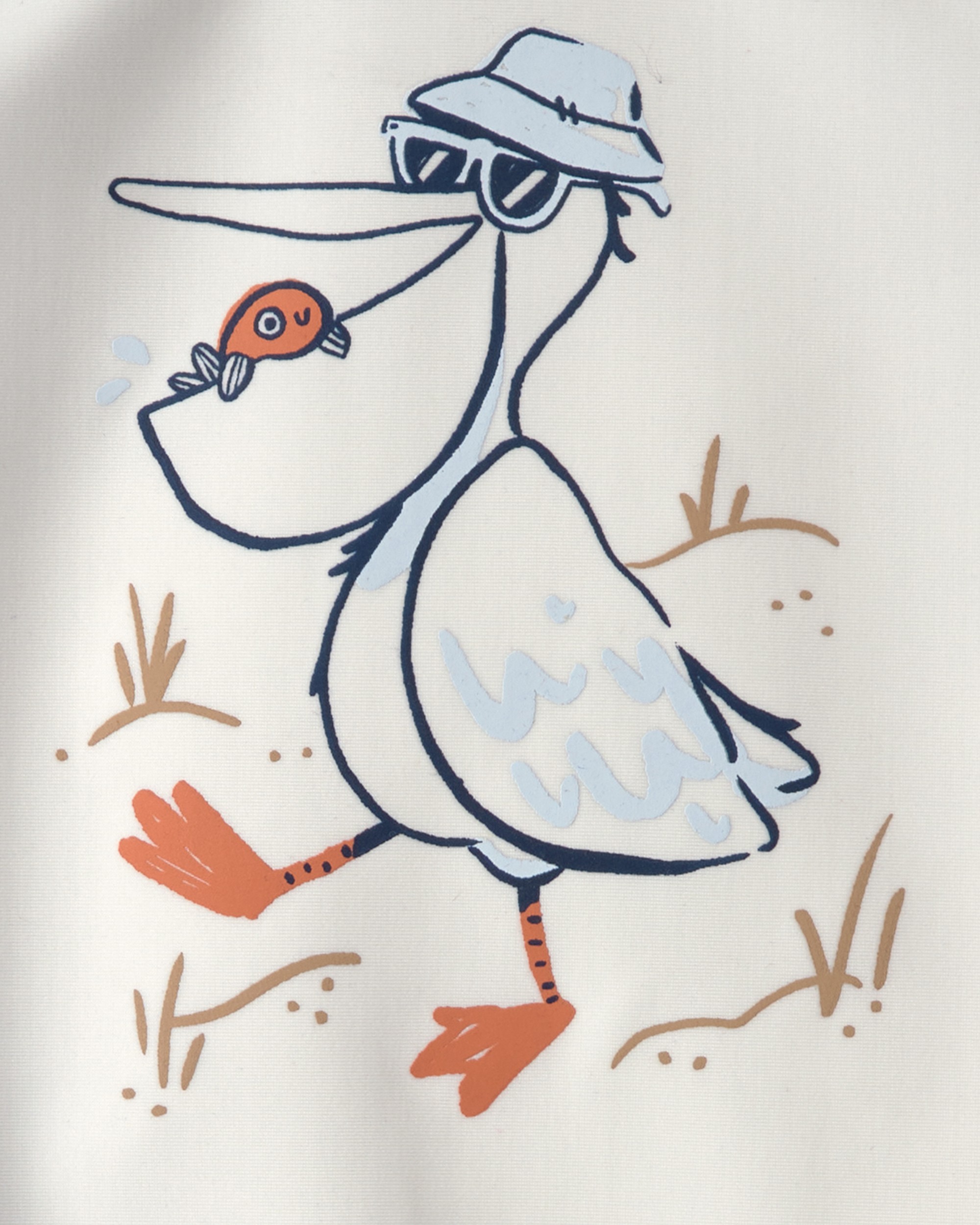 Baby Boy 2-Piece Pelican Long-Sleeve Rashguard Swimsuit Set - Navy/White