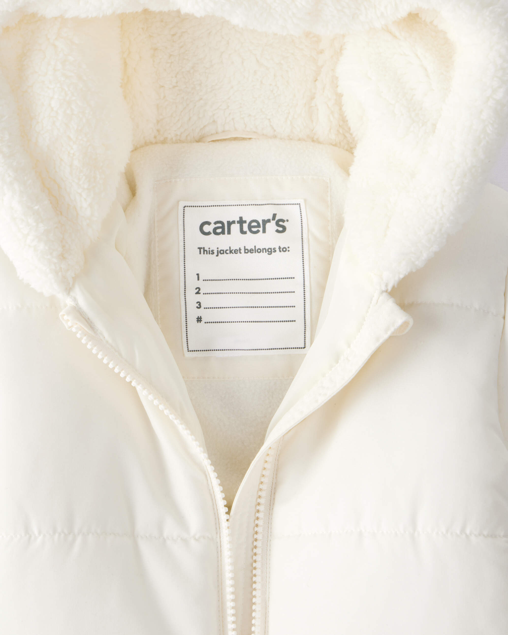 Baby Girl 1-Piece Bear Ears Hooded Pram Snowsuit - Cream