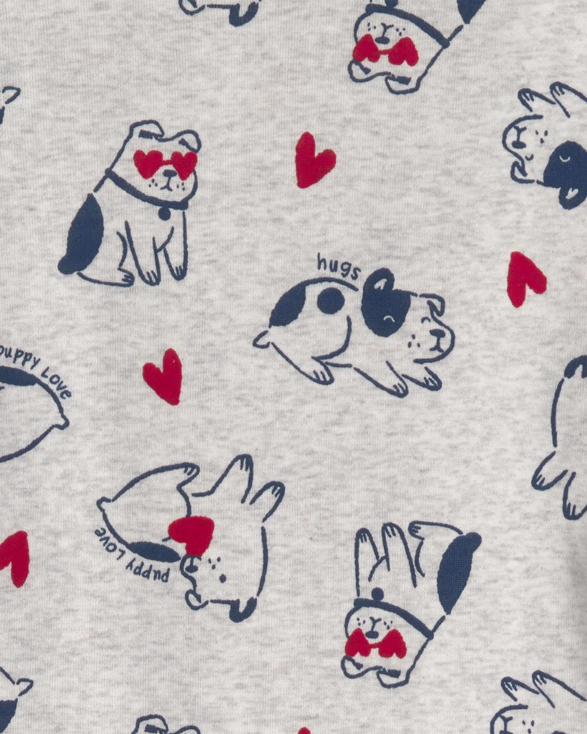 Kids Puppy Love Valentine's Day Snug Fit 2-Piece Pyjama Set - Cream