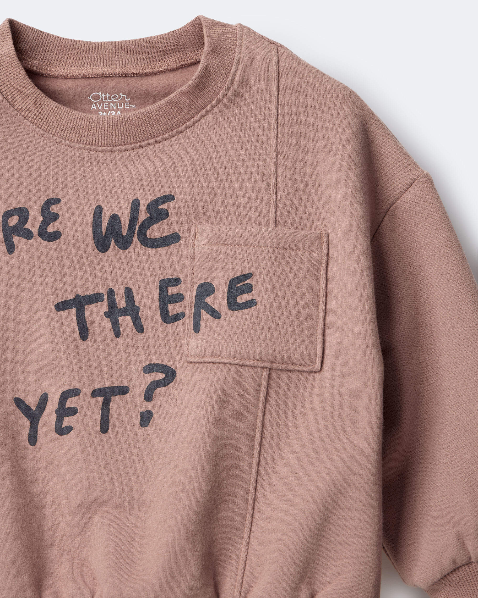 Toddler 'Are We There Yet' Pullover Sweatshirt - Mocha Brown