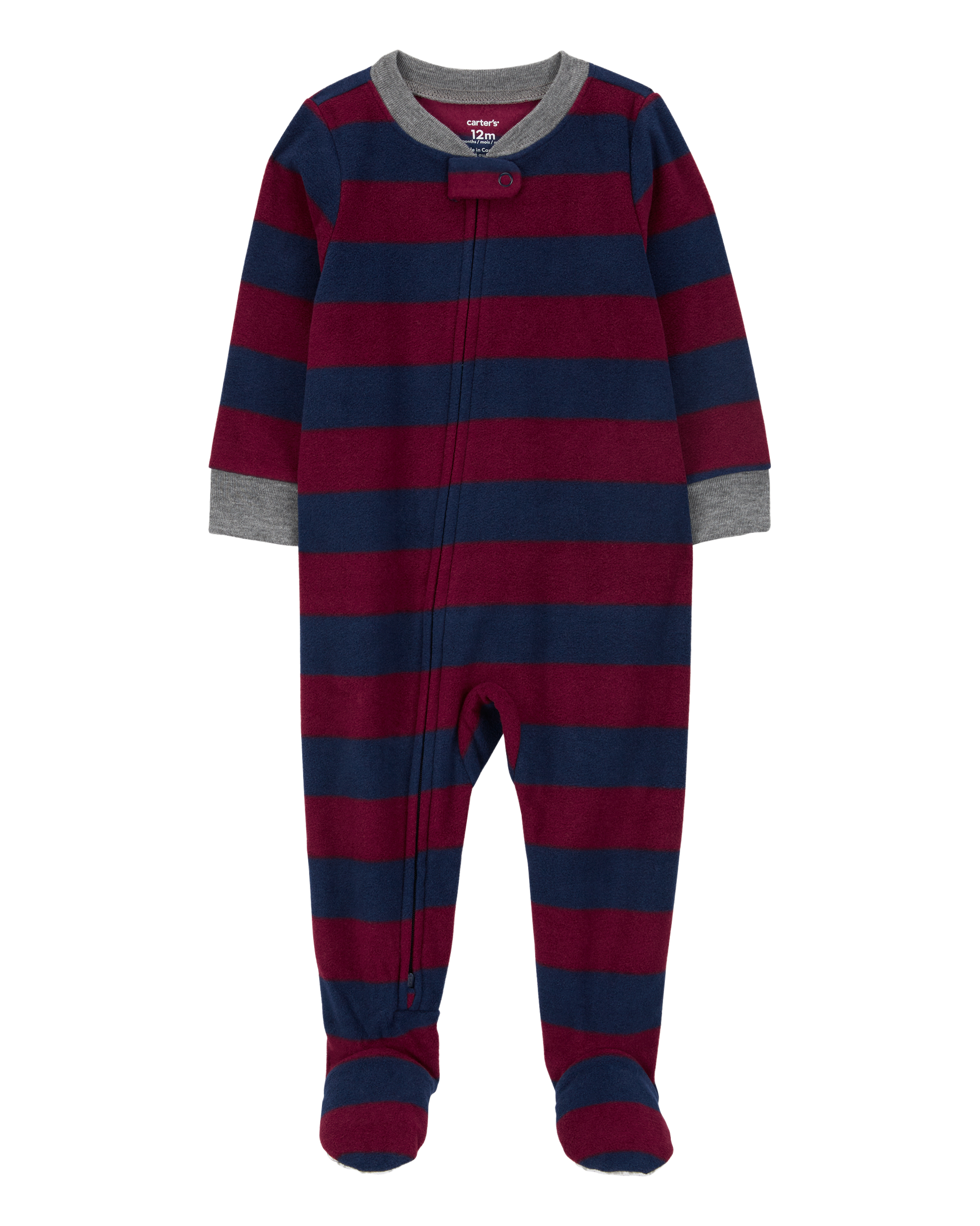 Toddler 1-Piece Striped Fleece Footie Pyjamas