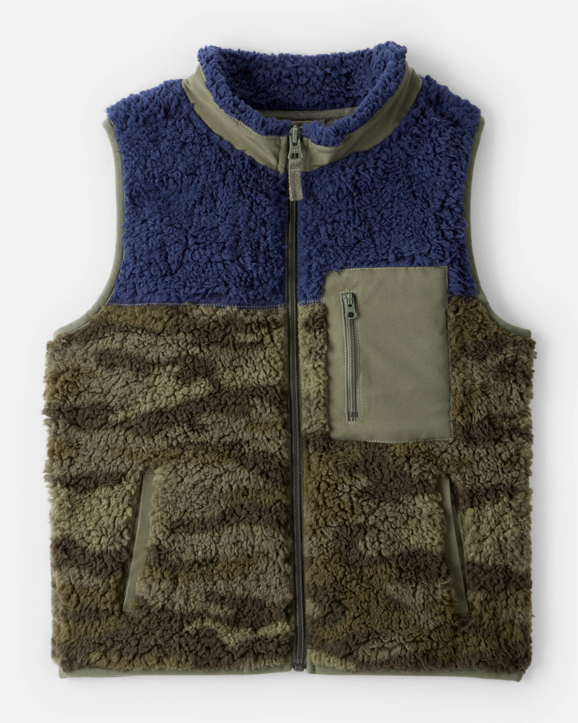 Boys Camo Sherpa Sleeveless Vest