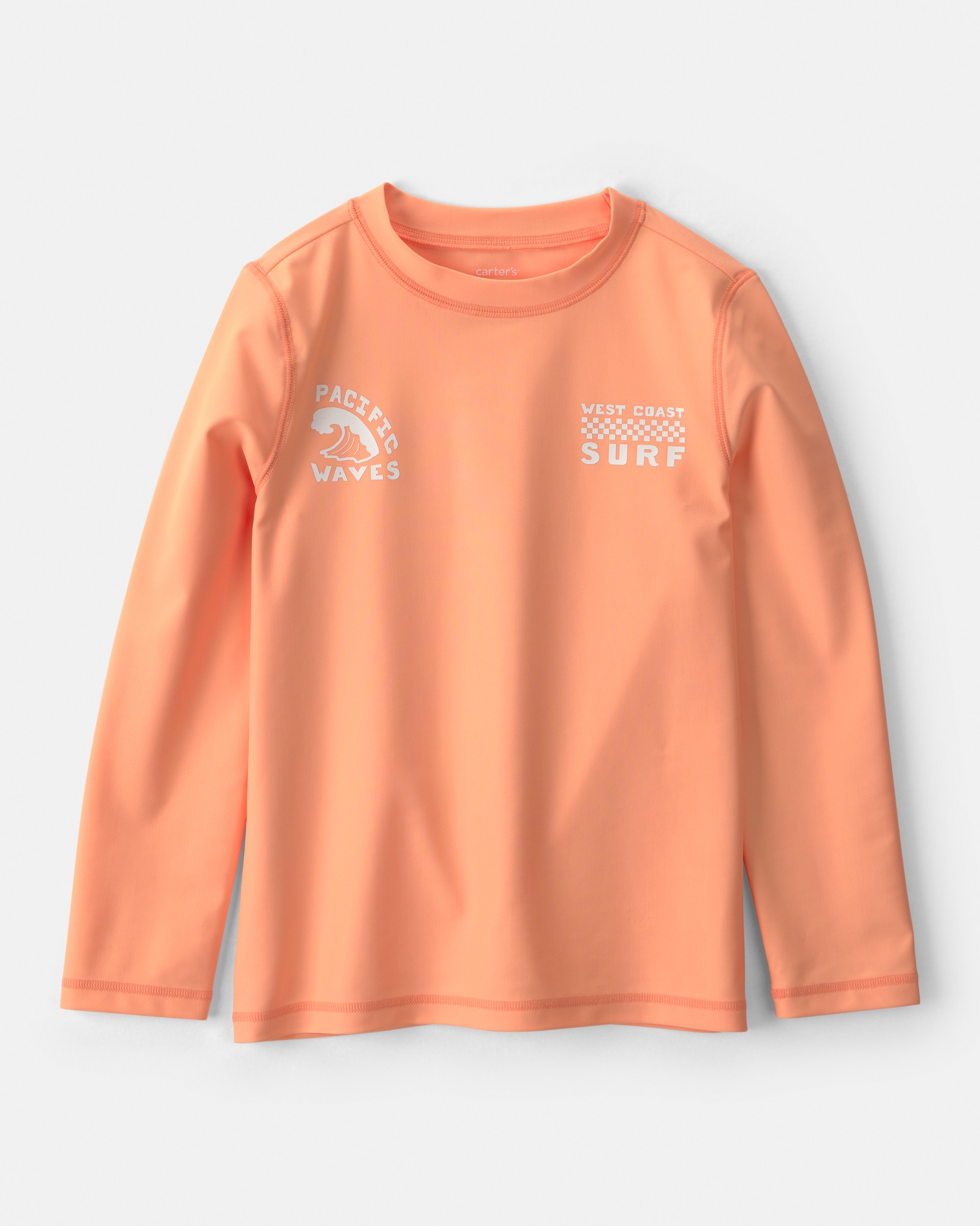 Boys 2-Piece Long-Sleeve Rashguard & Tropical Swim Trunks Set - Orange/Green
