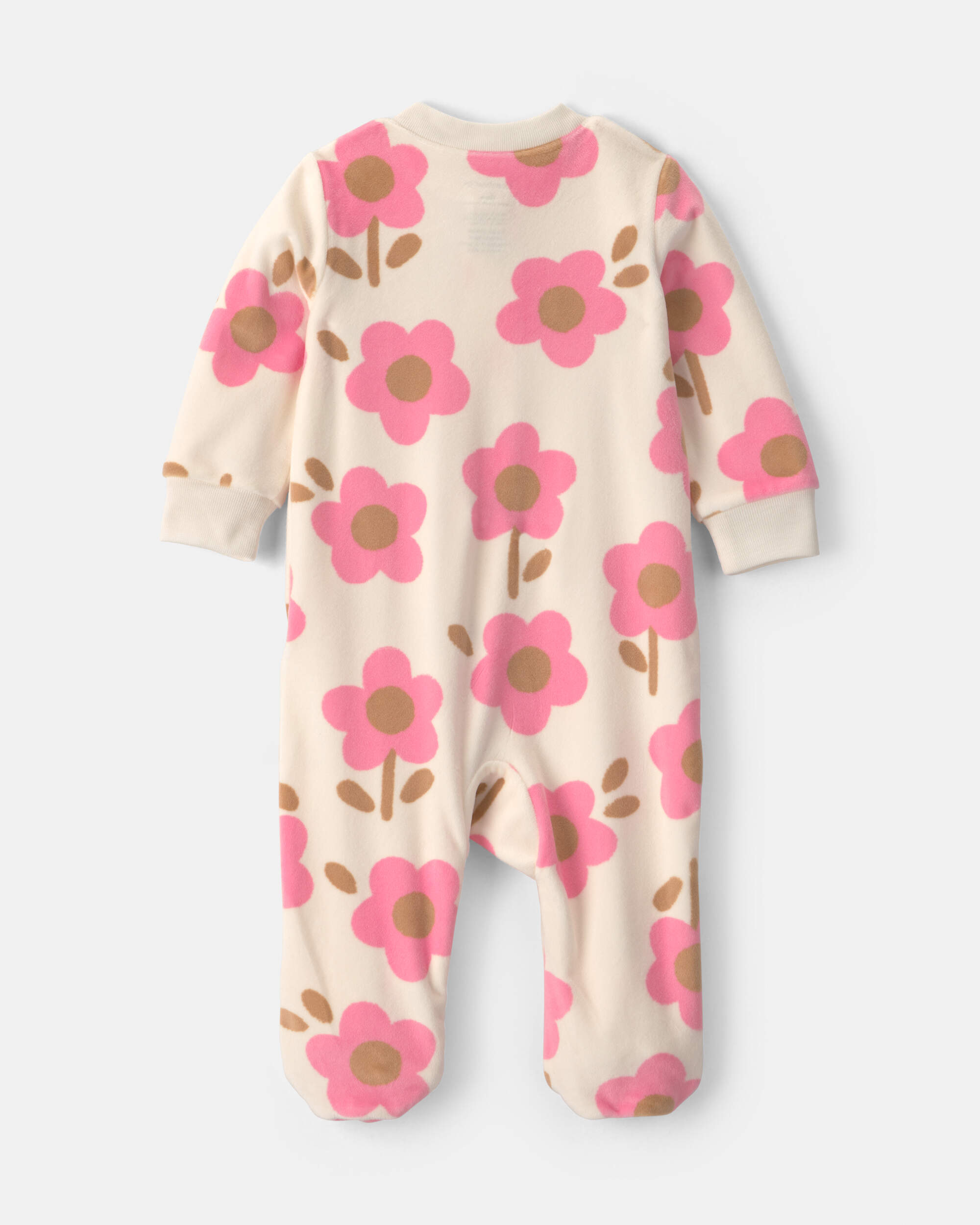 Baby Girl Floral Fleece 2-Way Zip Sleeper  - Cream
