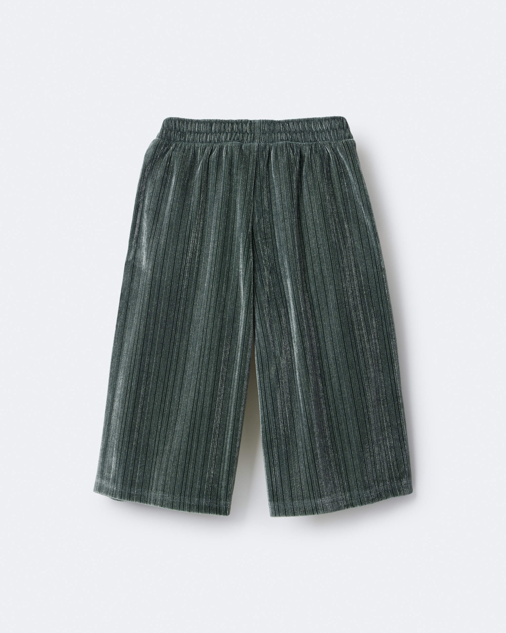 Toddler Girl Velvety Wide-Leg Pant with Bow - Dark Green