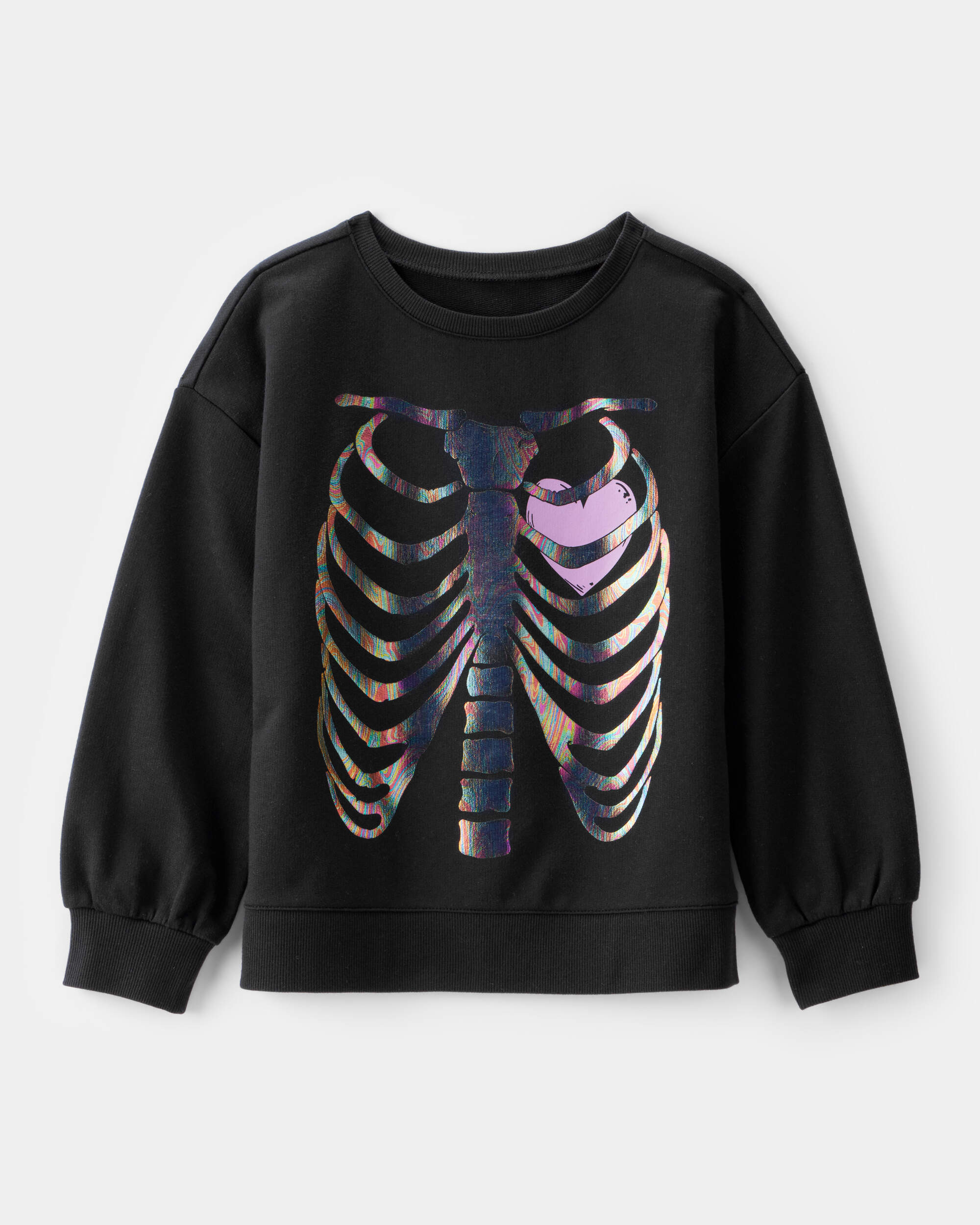 Girls Skeleton Long-Sleeve Pullover Sweatshirt