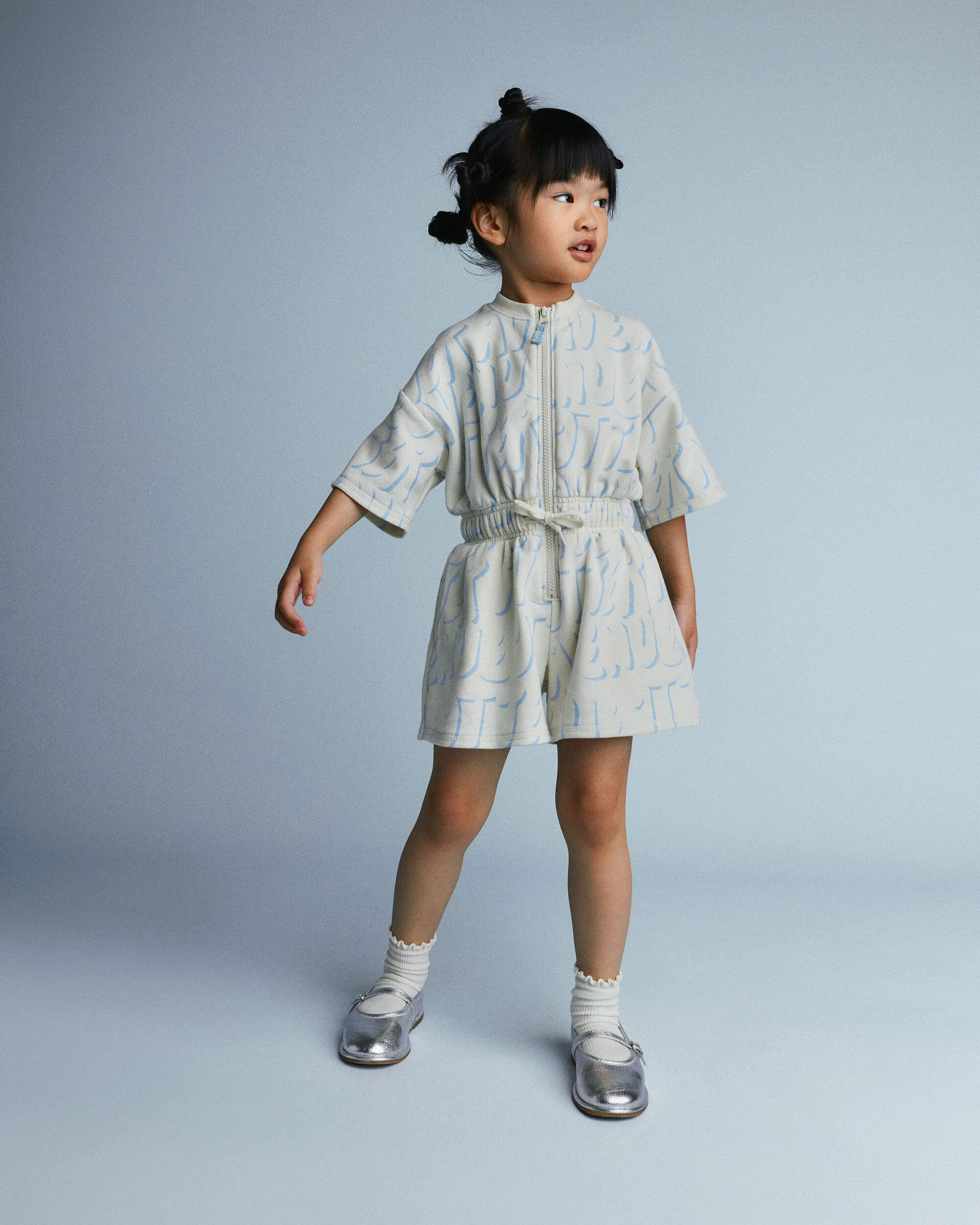 Toddler Girl Flowy Romper Otter Avenue Print - Cream