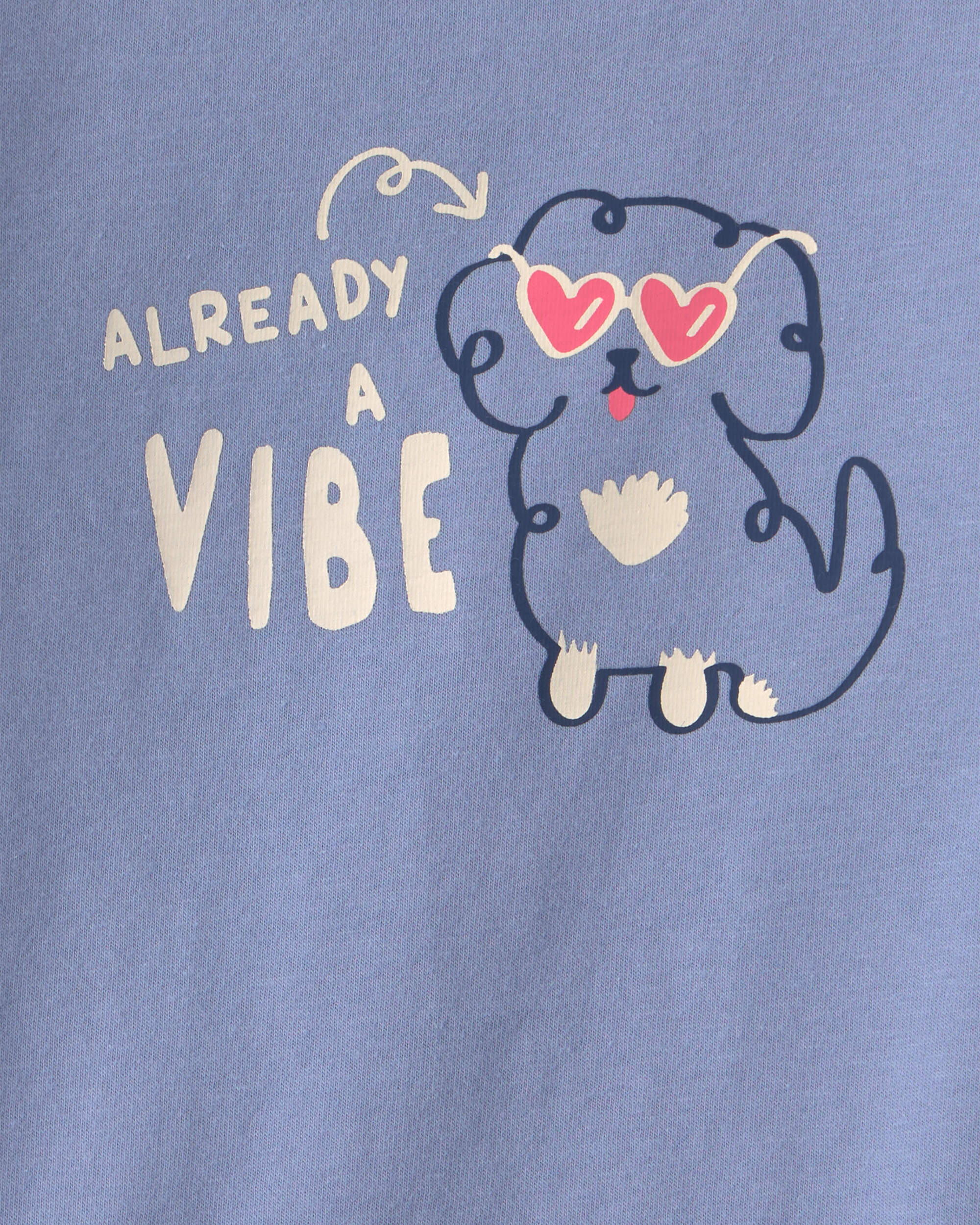 Baby Girl 'Already A Vibe' Dog Long-Sleeve Graphic Bodysuit - Blue