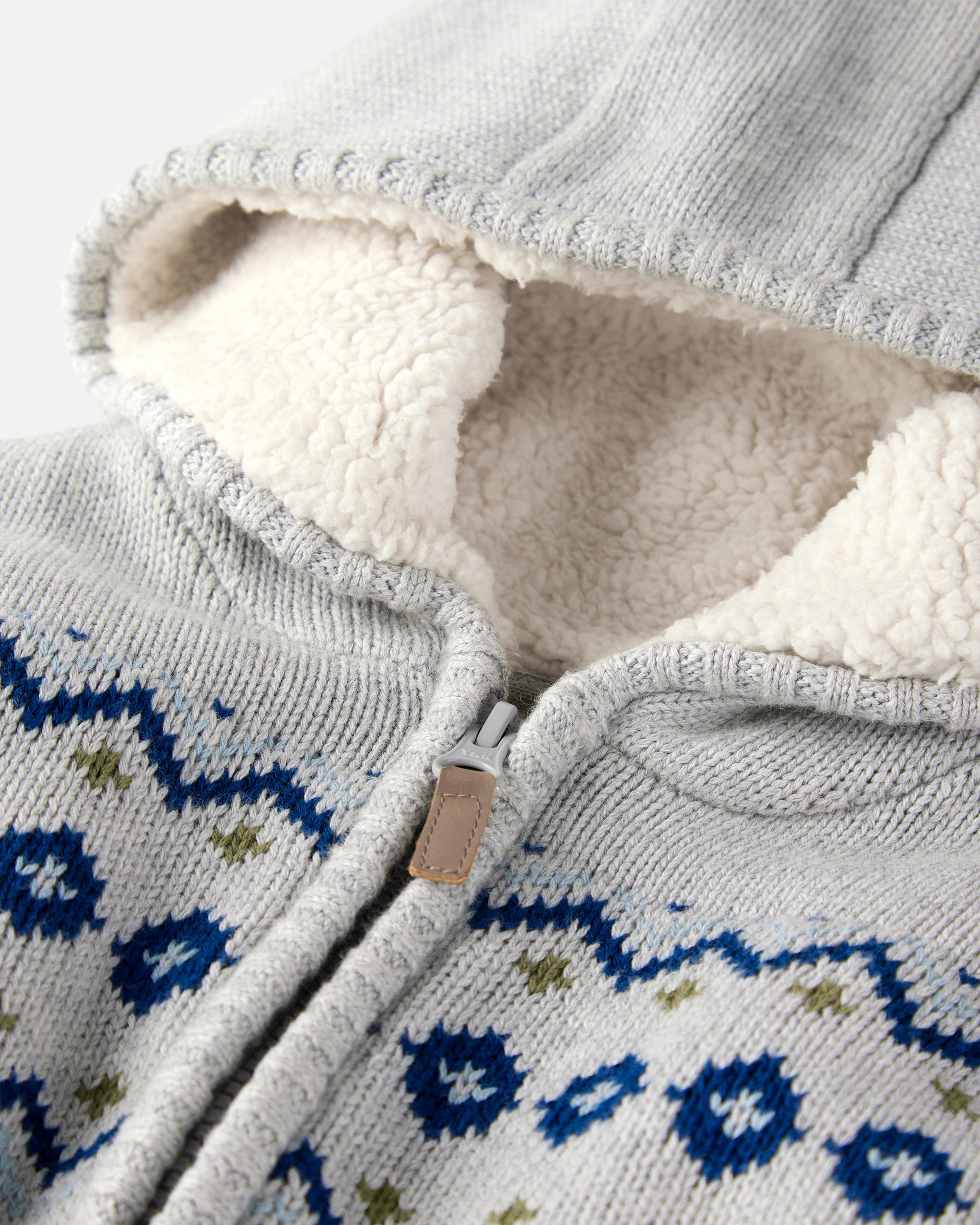 Baby Boy Organic Cotton Fair Isle Sweater Knit Jacket