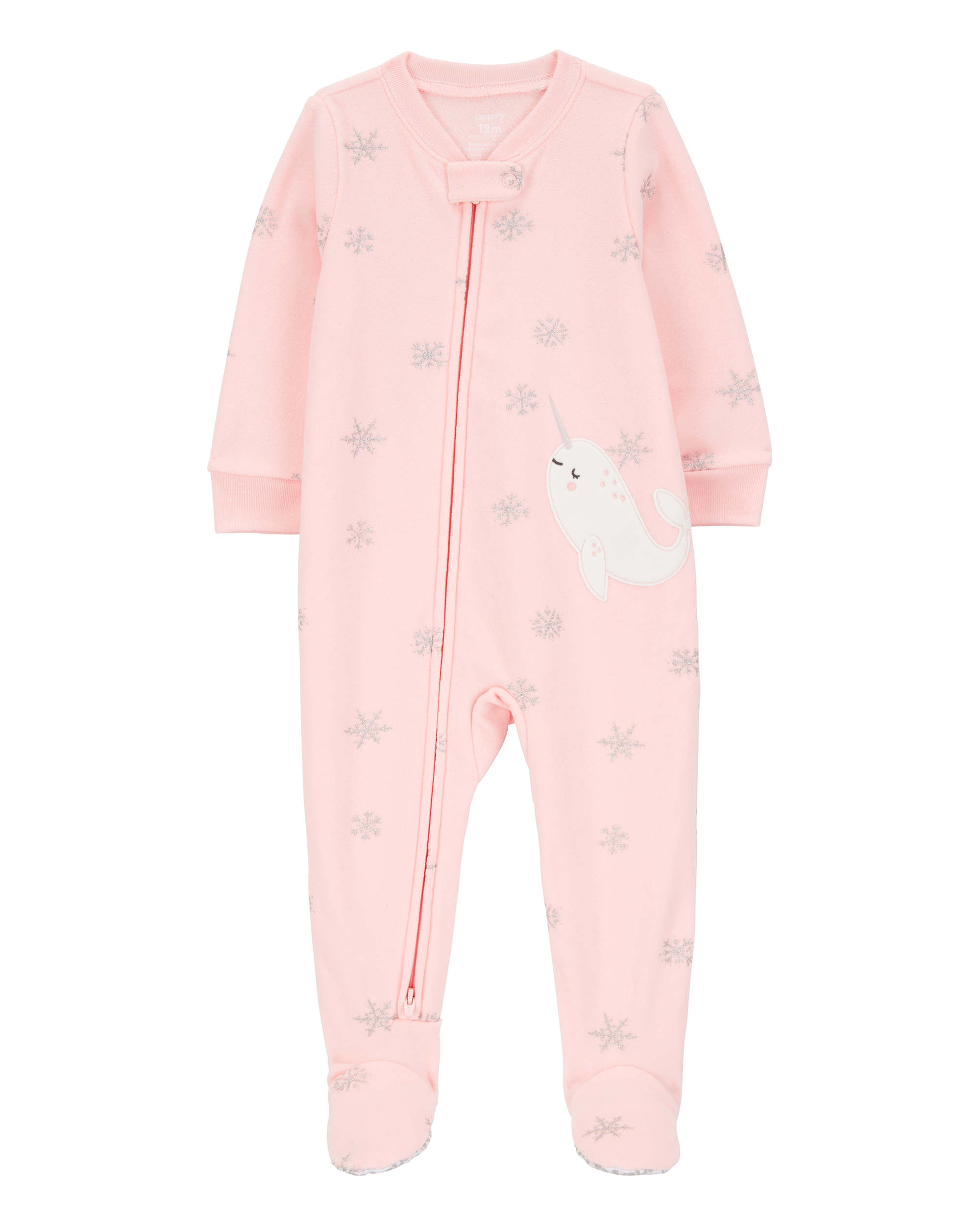 Toddler 1-Piece Narwhal Fleece Footie Pyjamas