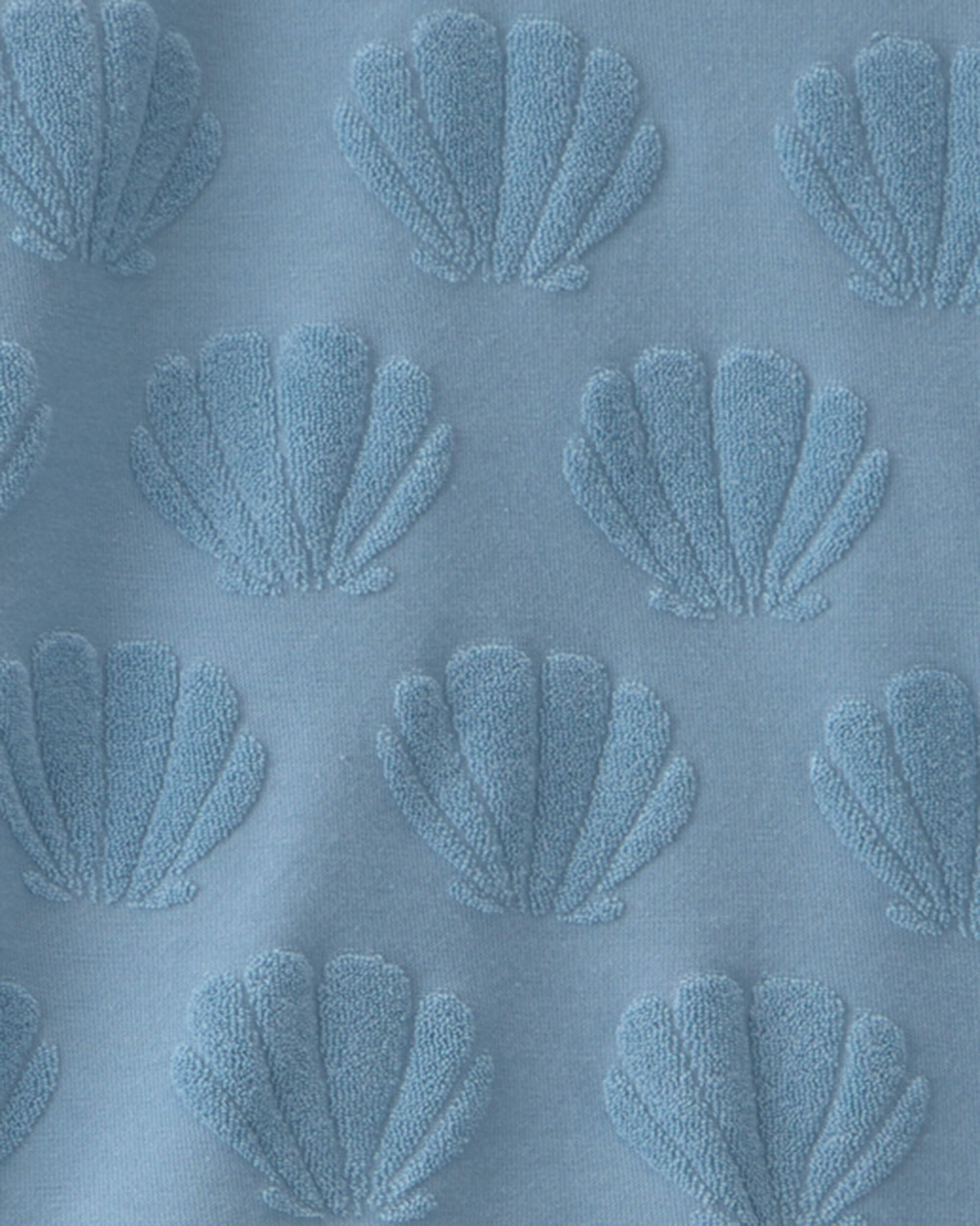 Toddler Girl 2-Piece Terry Top & Short Set Made with Organic Cotton Blue Seashells