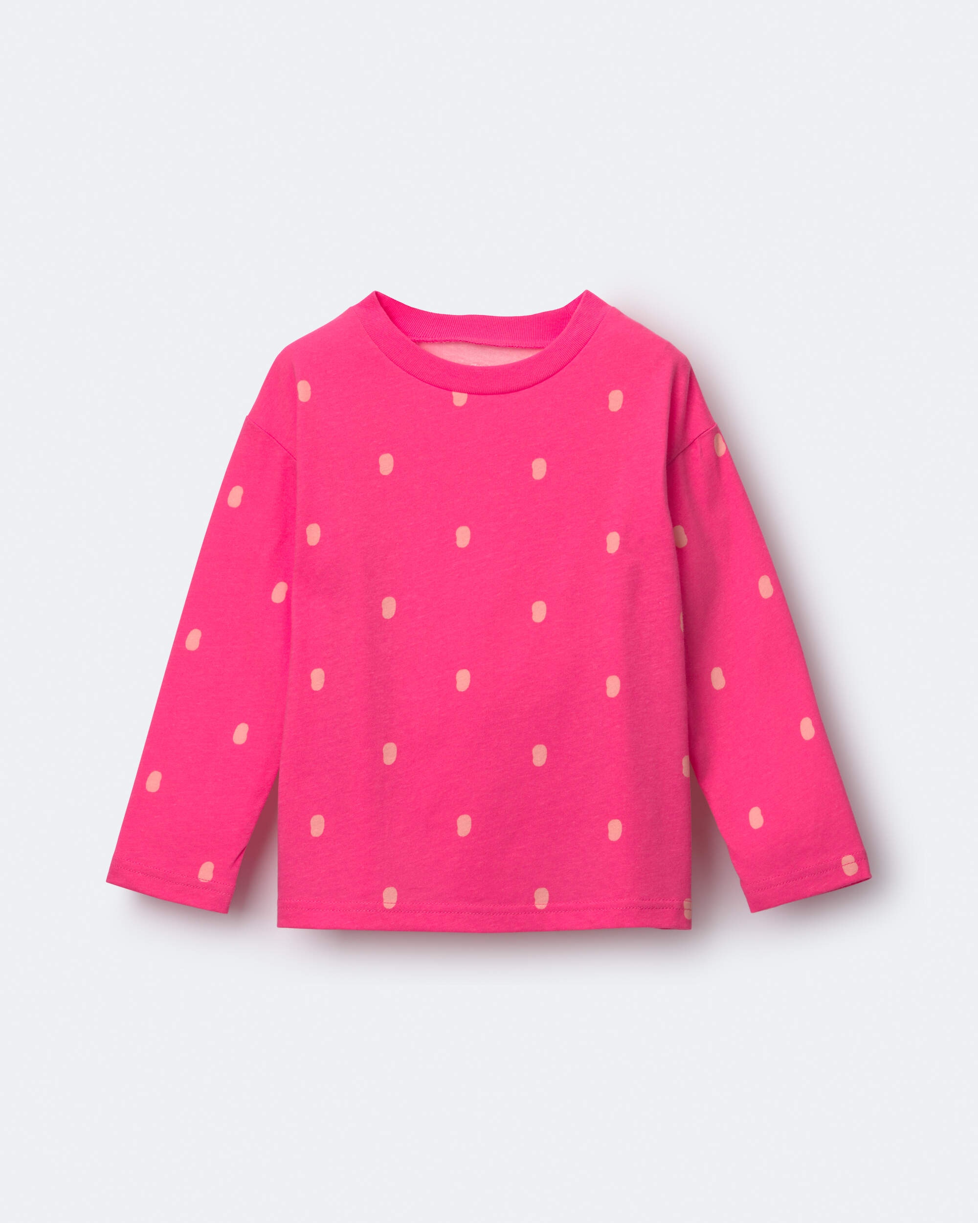 Toddler Girl Long-Sleeve Relaxed Tee Polka Dot Print - Pink