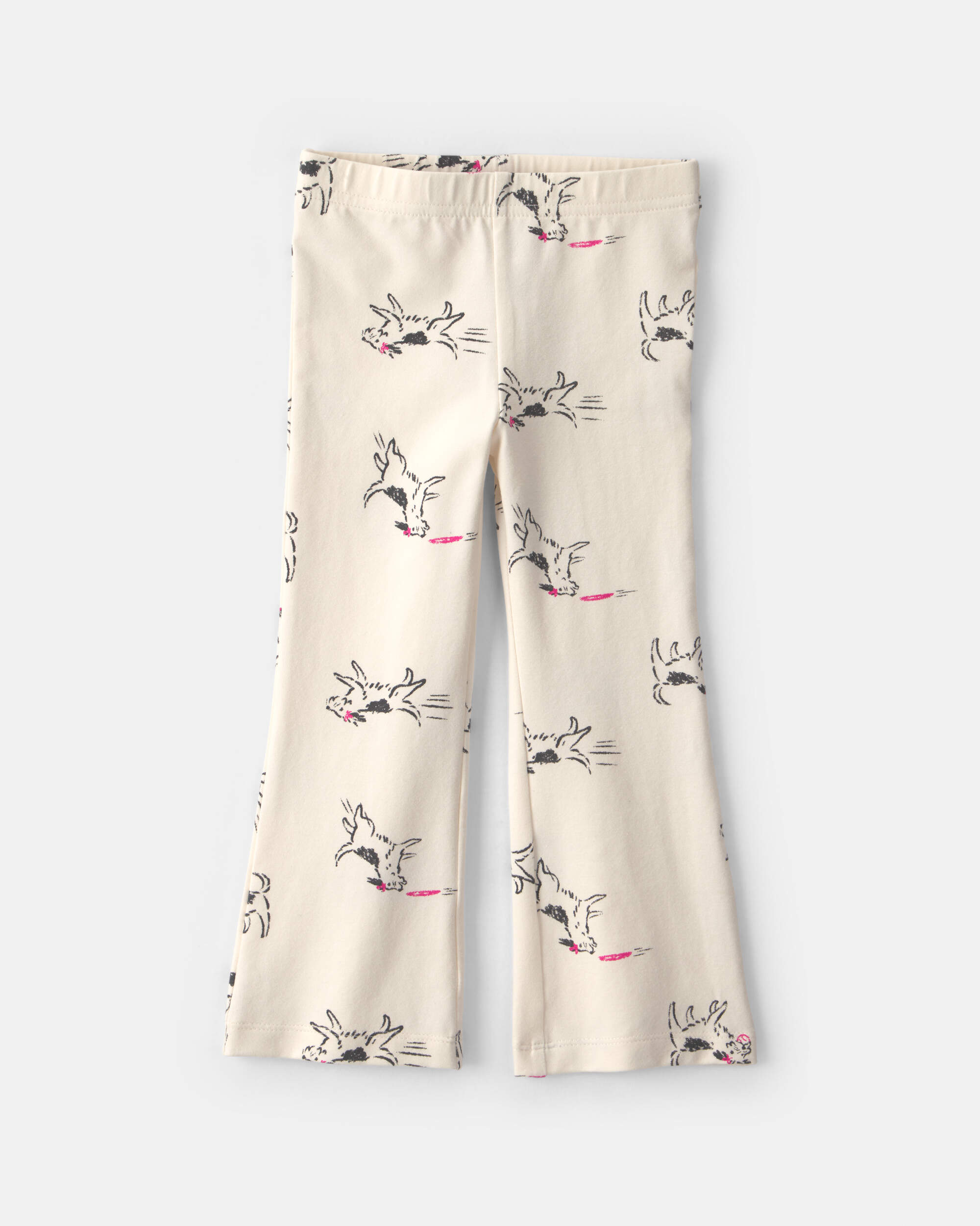 Toddler Girl Dog Cotton Pull-On Stretch Flare Leggings - Cream
